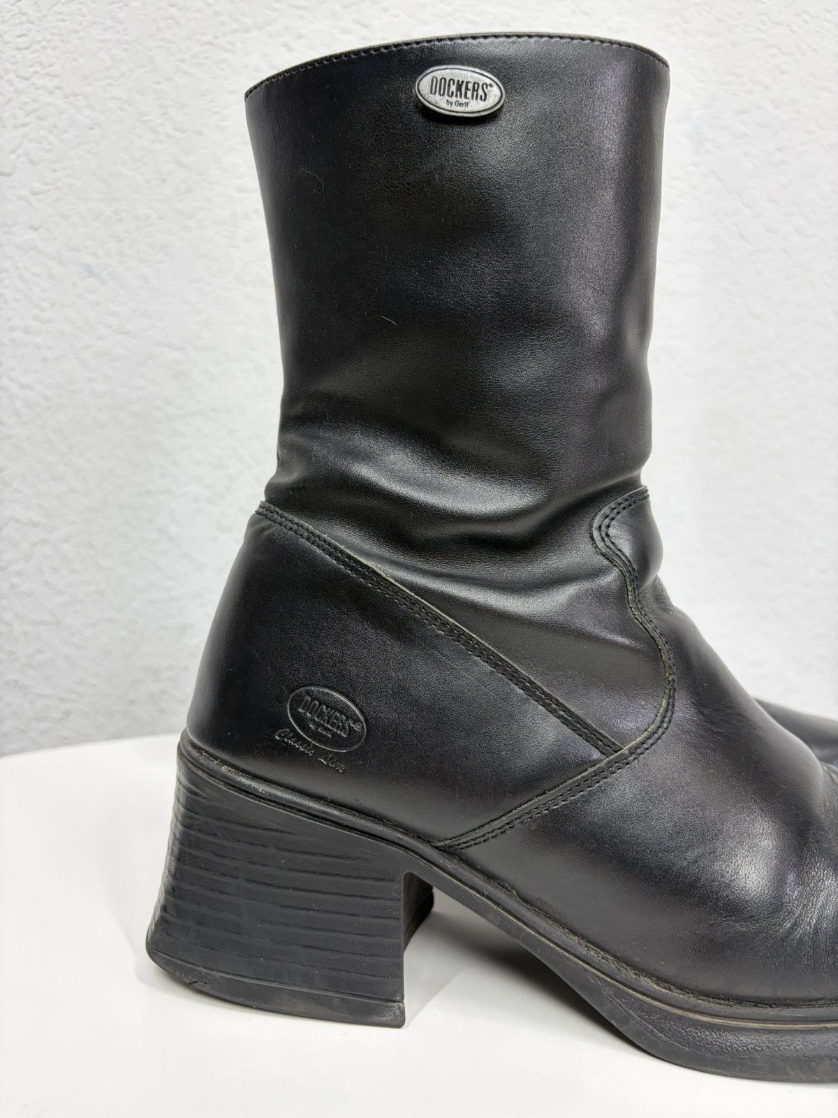 Hedi Slimane Vintage YSL Vibe Black Leather Heeled Biker Boots Grunge Y2K Size US 8 / EU 41 - 7 Thumbnail