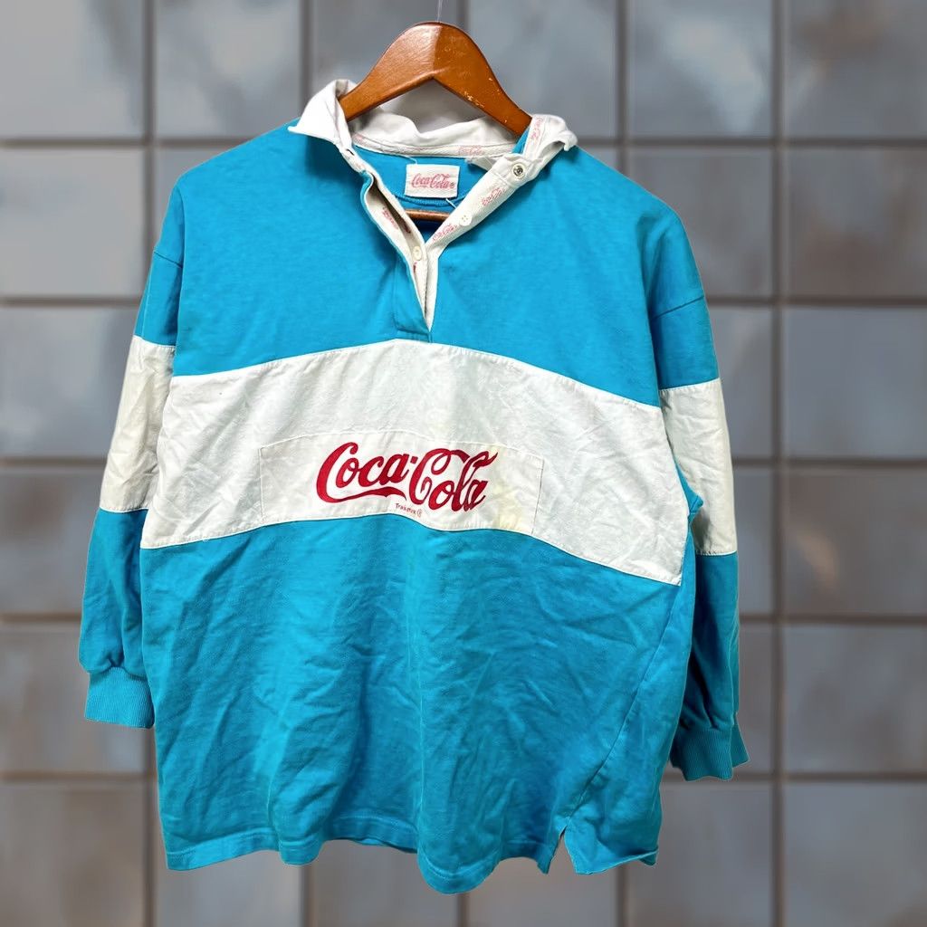 Vintage VINTAGE Coca-Cola Rugby Polo Shirt M Boys Blue Striped 90s Mens Size US M / EU 48-50 / 2 - 1 Thumbnail