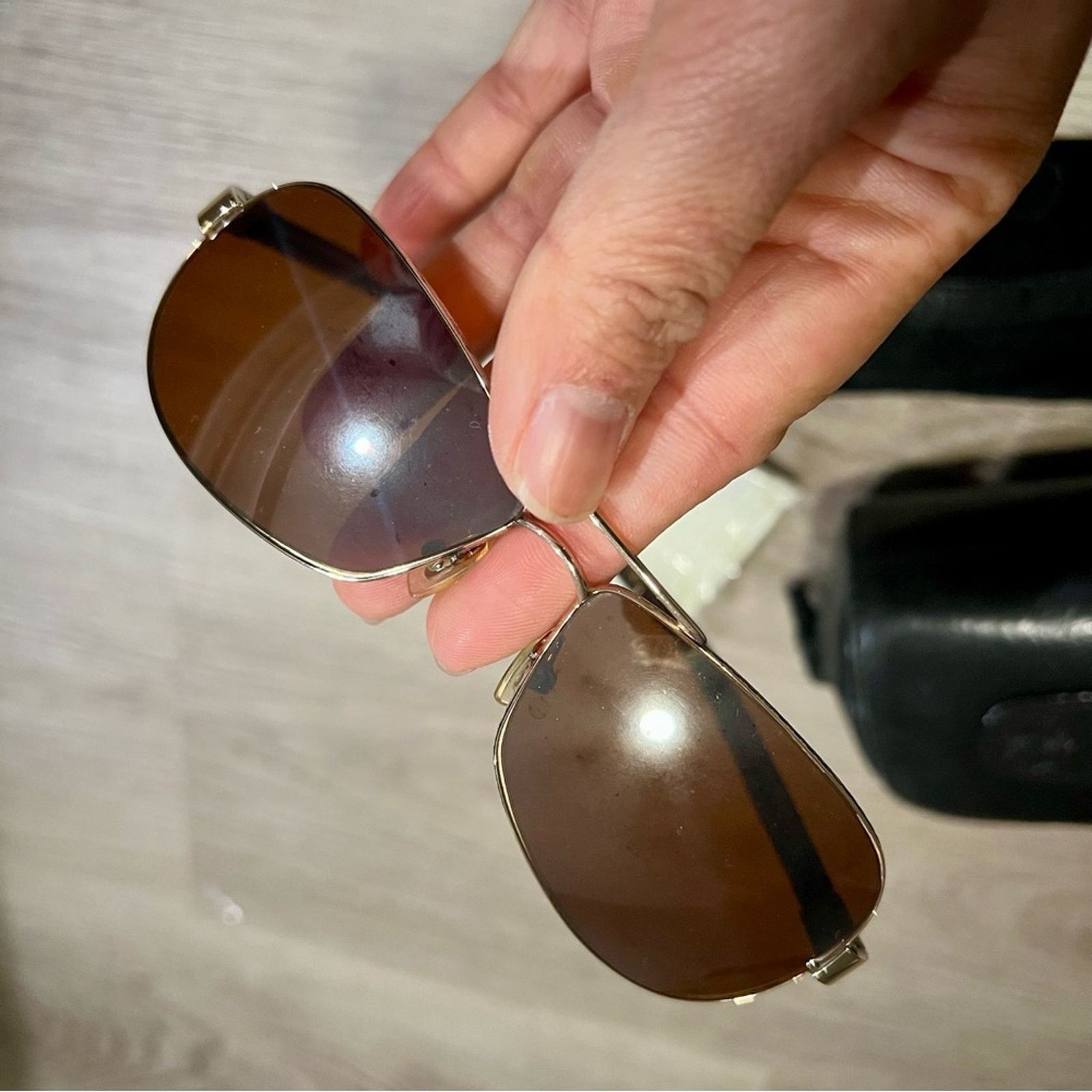 Chrome Hearts Chrome Hearts Gold Leather Sunglasses Y2K Vintage Rectangle Size ONE SIZE - 4 Thumbnail
