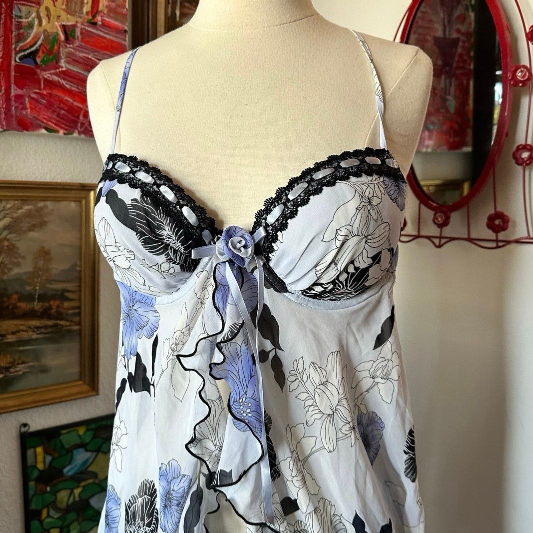 apt 9 blue black white bra bralette slip top