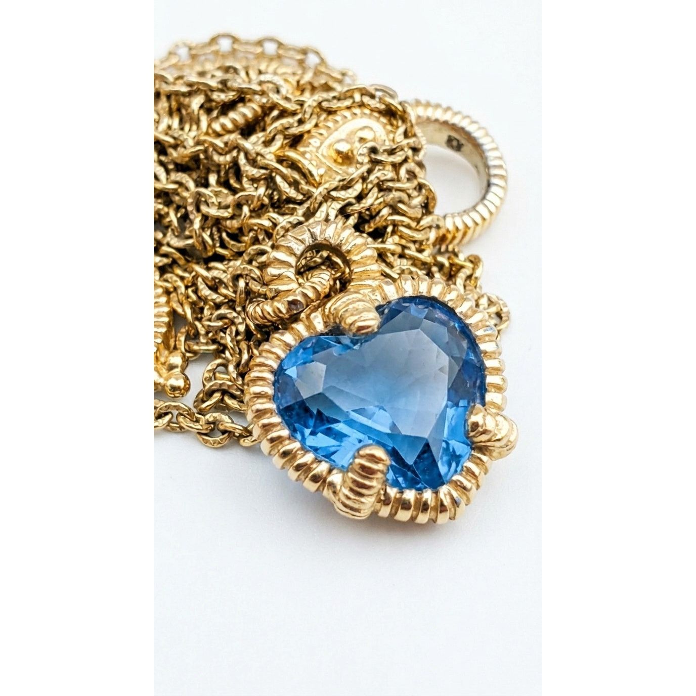 Judith Ripka Judith Ripka Blue Heart Chain Sterling Silver Necklace Size ONE SIZE - 2 Thumbnail