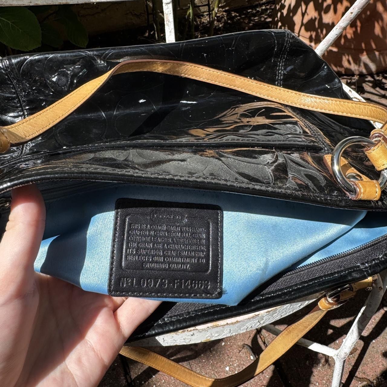 Coach Y2K Coach Black Patent Leather Monogramed Bag Size ONE SIZE - 7 Thumbnail