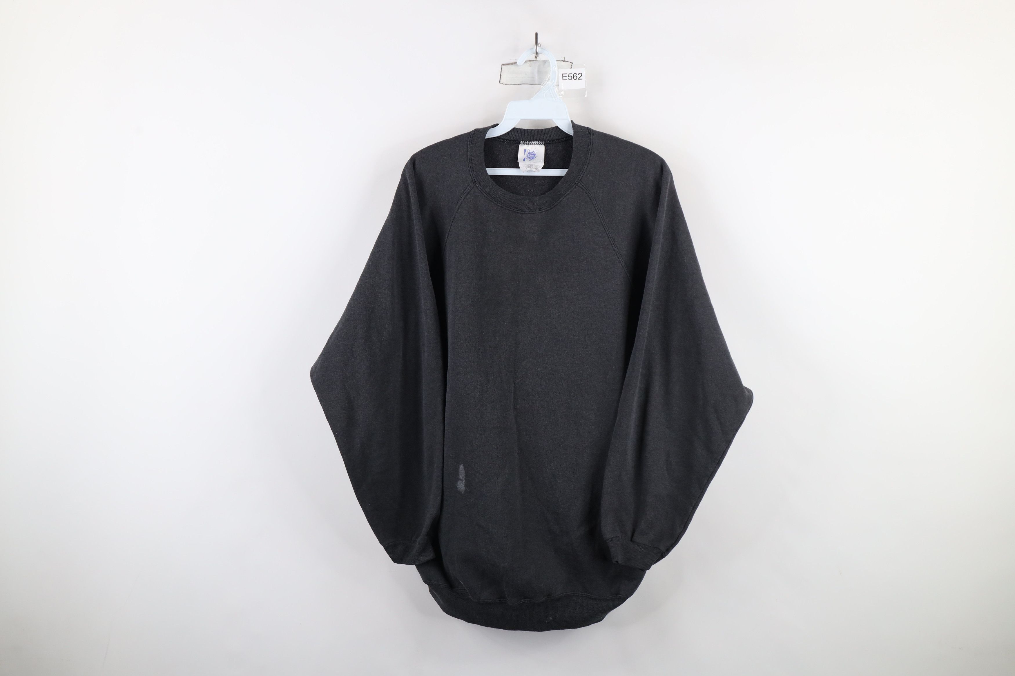 Vintage Vintage 90s Streetwear Faded Blank Crewneck Sweatshirt Black Size XXL / US 16-18 / IT 52-54 - 1 Thumbnail
