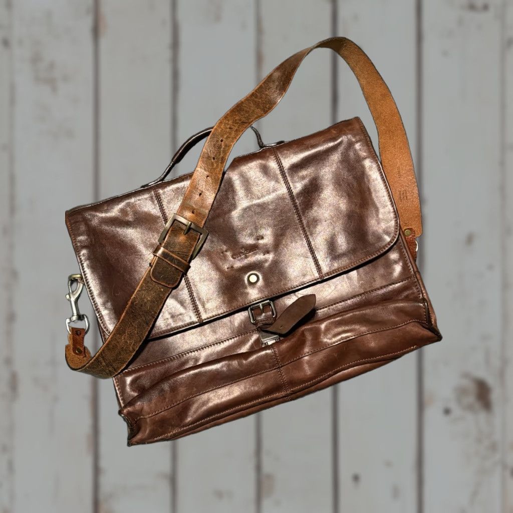 Cole Haan VINTAGE Cole Haan Brown Leather Messenger Bag Business Padded Laptop Bag Shoulder italy Size ONE SIZE - 1 Thumbnail