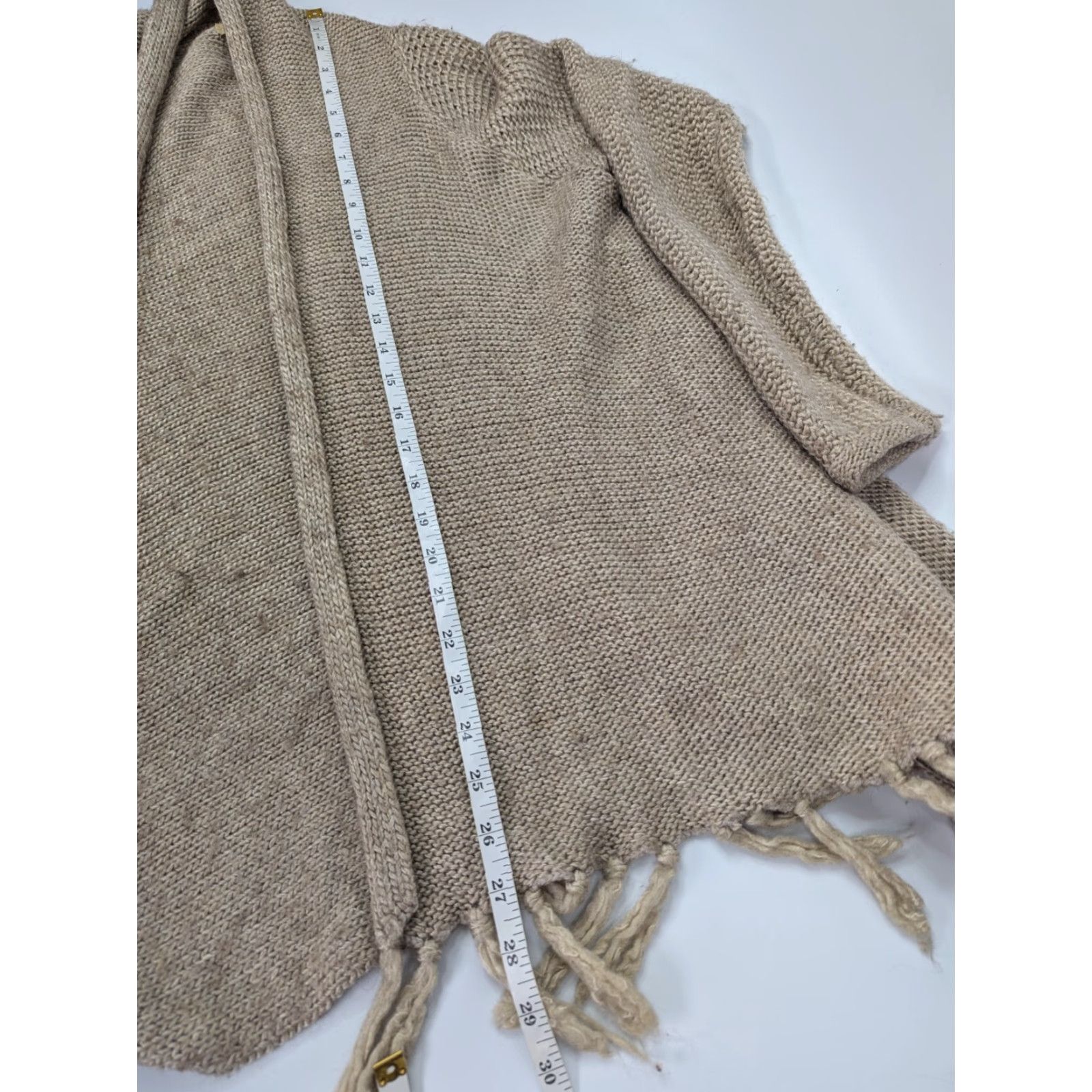 Vintage VINTAGE? (No) Democracy Cardigan Long Sleeve Open Front Fringe Knit Beige Size M Womens Sweater Fringe Hem Cozy Knit Fall Winter Size M / US 6-8 / IT 42-44 - 5 Thumbnail