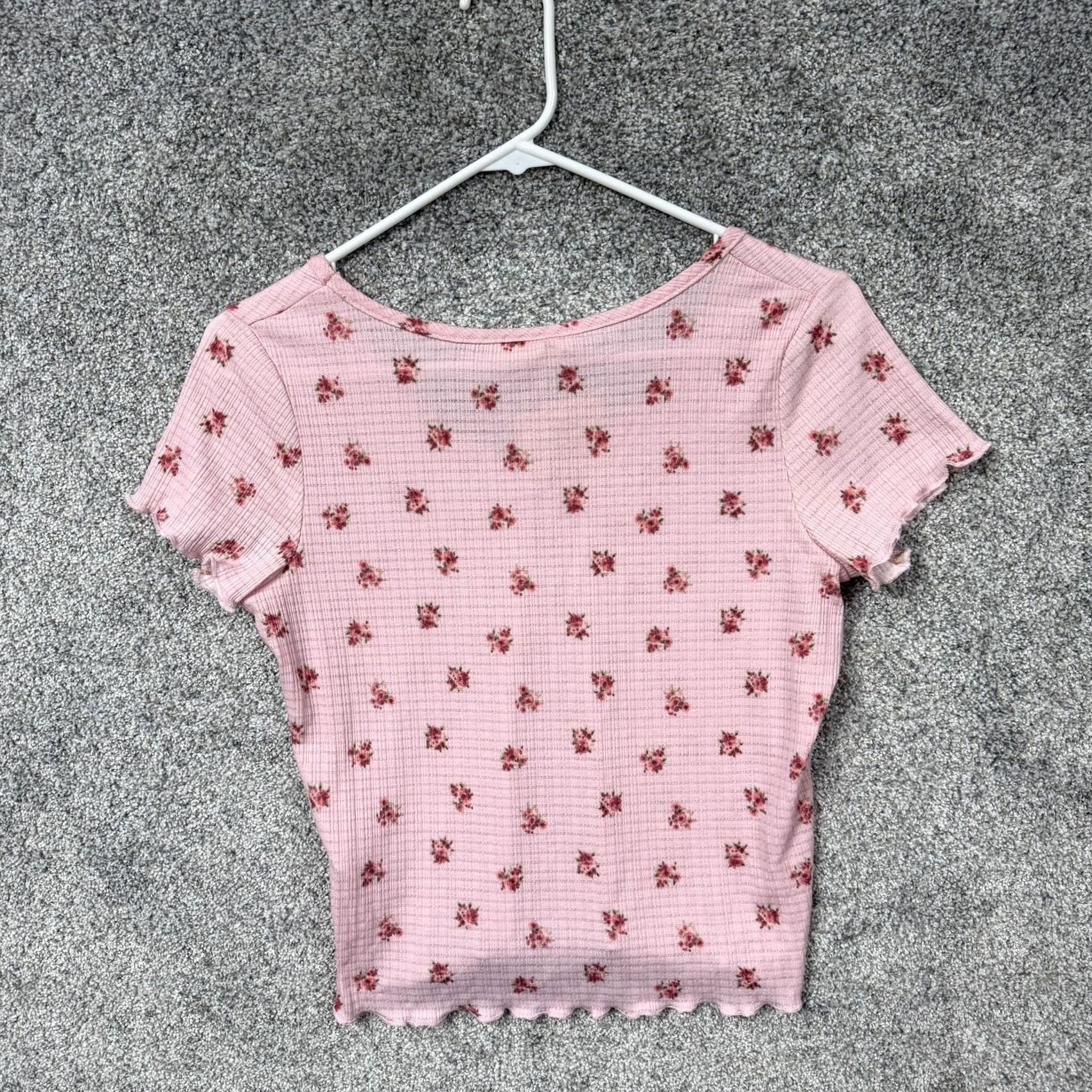 Vintage Olivia Rae T-Shirt M Floral Cropped Lettuce Trim Romantic Fairycore Coquette Size M / US 6-8 / IT 42-44 - 6 Thumbnail