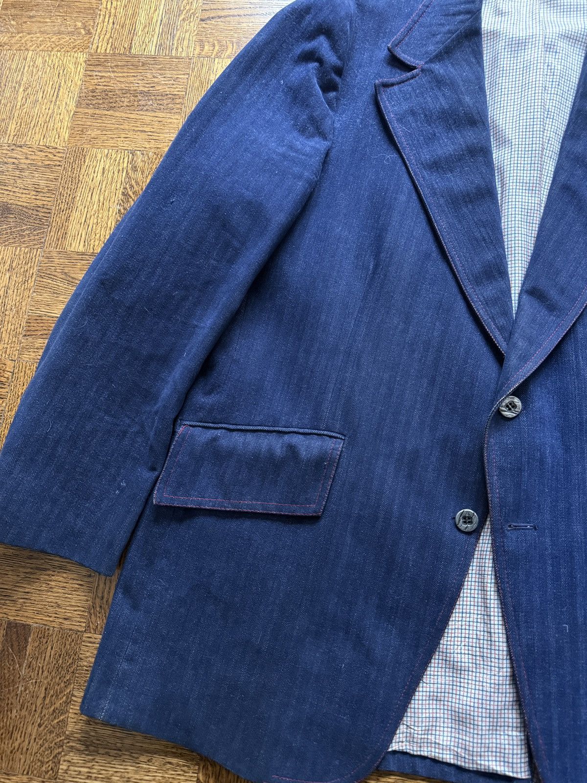 Vintage Vintage 70s Hudson's Darwood Textured Herringbone Blazer Size US L / EU 52-54 / 3 - 3 Thumbnail