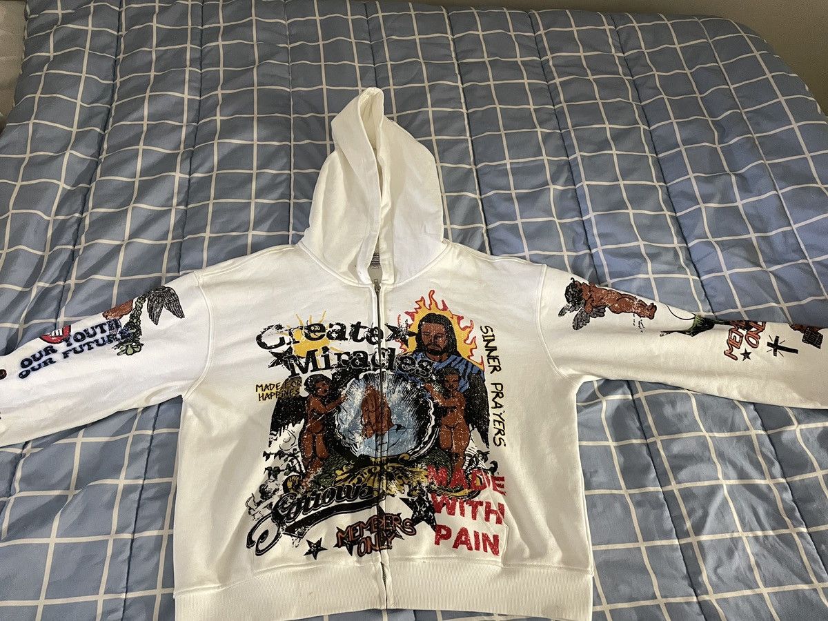 Japanese Brand 12 OZ. SORROWS "CREATE MIRACLES" HOODIE Size US L / EU 52-54 / 3 - 1 Thumbnail