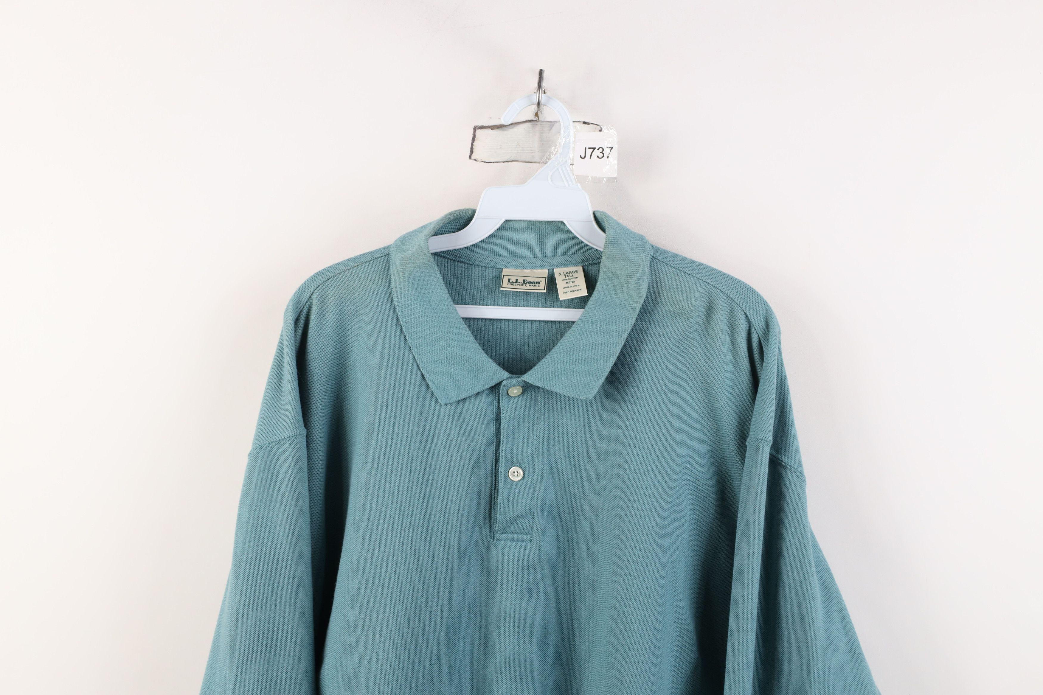L.L. Bean Vintage 90s LL Bean Thermal Knit Long Sleeve Polo Teal USA Size US XL / EU 56 / 4 - 2 Thumbnail