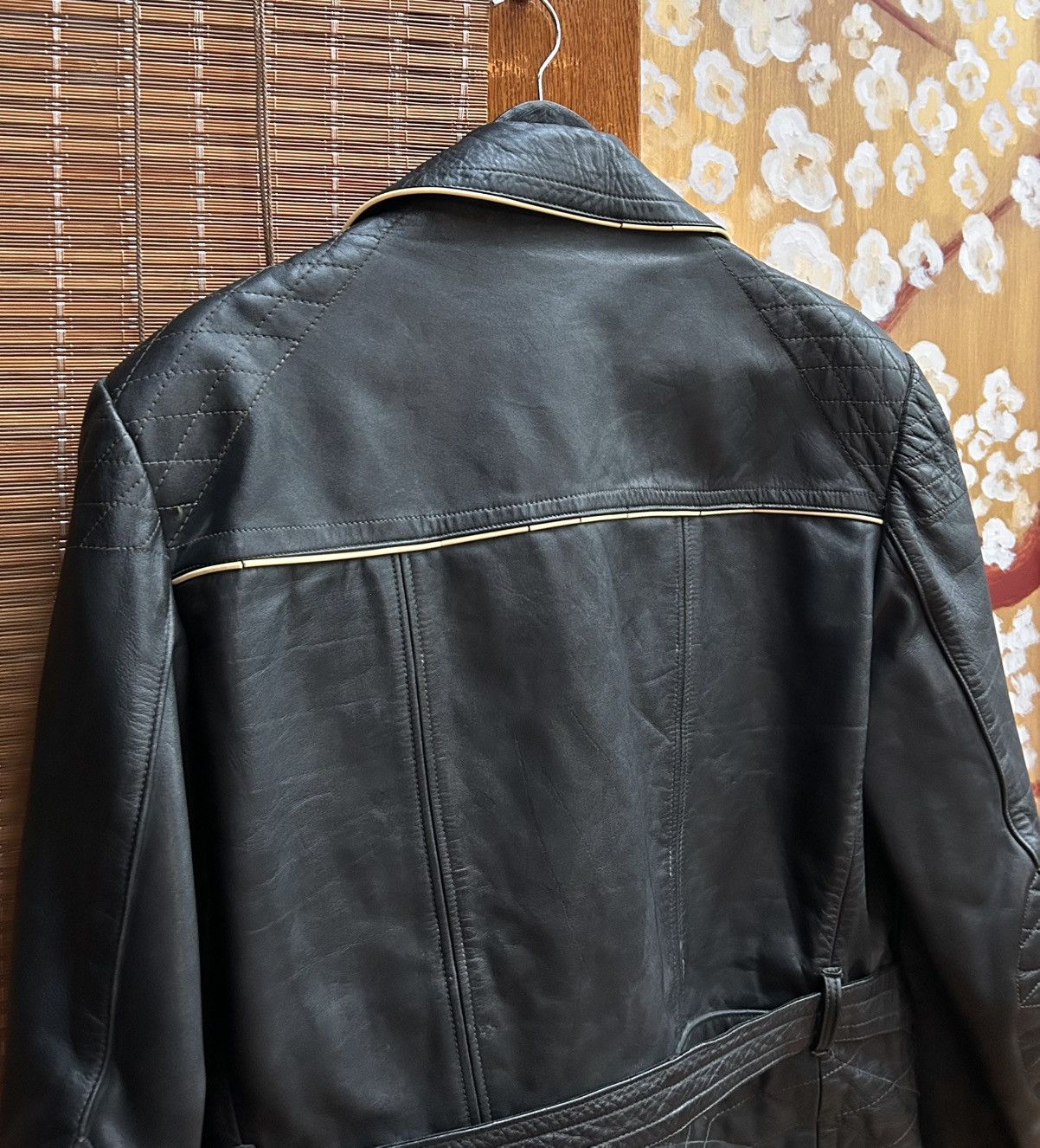 Vintage 60s German Leather Black Motorcycle Rider Jacket WWII Style Size US L / EU 52-54 / 3 - 4 Thumbnail