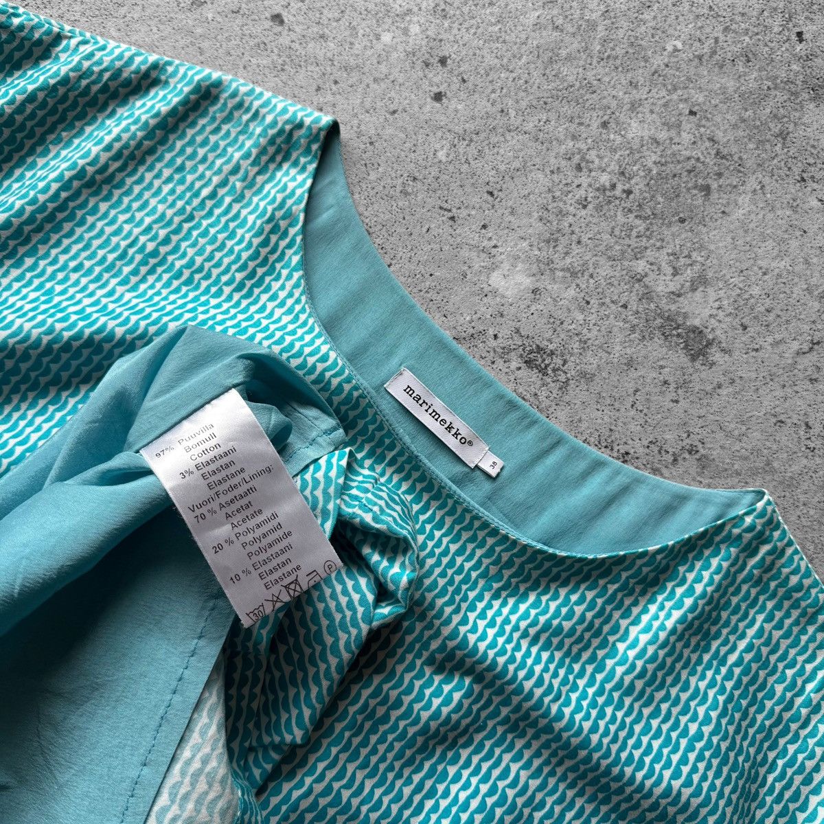 Marimekko Marimekko Turquoise Pippo Geometric Print Cap Sleeve Dress Size M / US 6-8 / IT 42-44 - 5 Thumbnail
