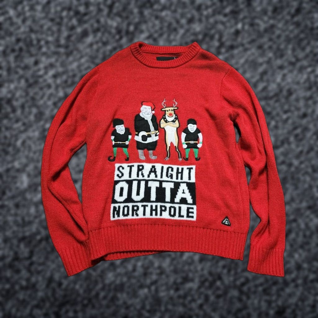 Poler American Stitch Sweater Mens L Ugly Christmas Straight Outta North Pole Hip Hop Size US L / EU 52-54 / 3 - 1 Thumbnail
