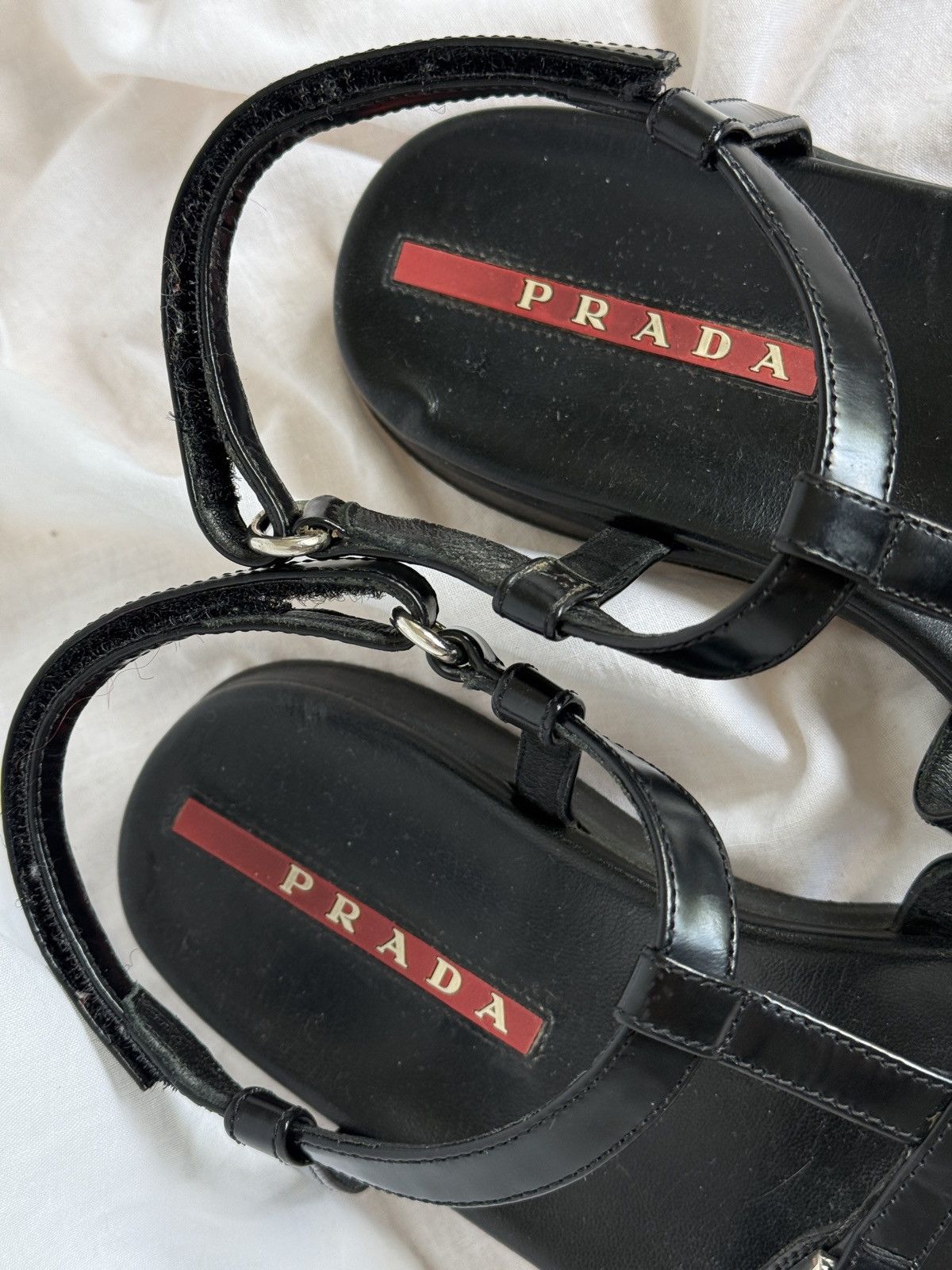 Prada Prada Black Leather Strappy Sandals Buckle Size US 7.5 / IT 37.5 - 6 Thumbnail