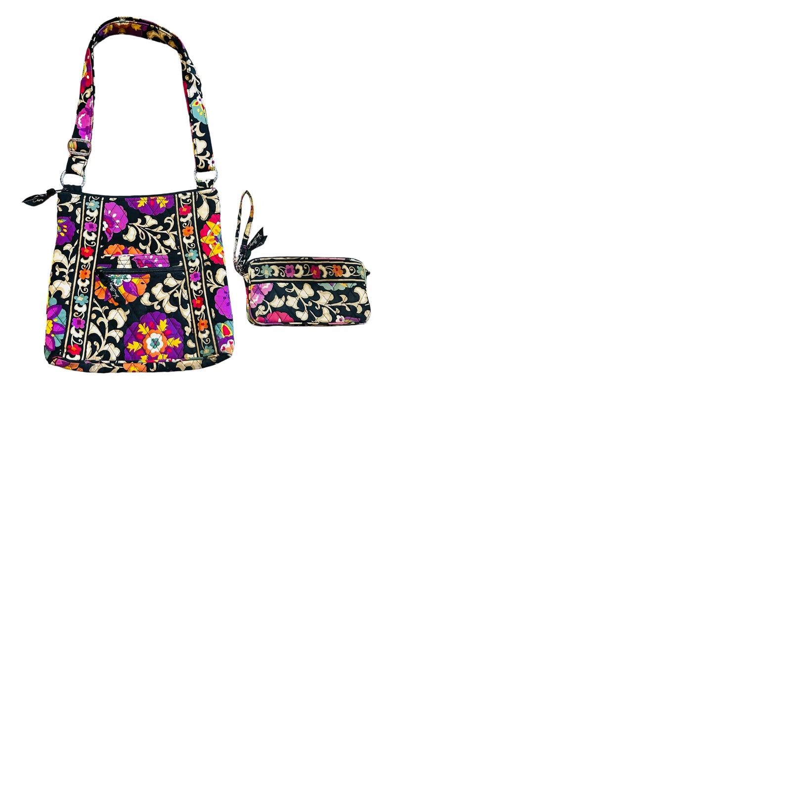 Vera Bradley Vera Bradley Crossbody Hipster Bag Suzani Pattern Floral Purse W/Wristlet Wallet Read Womens Medium Multicolor Floral 11x2in 56in Strap Drop Size ONE SIZE - 12 Thumbnail