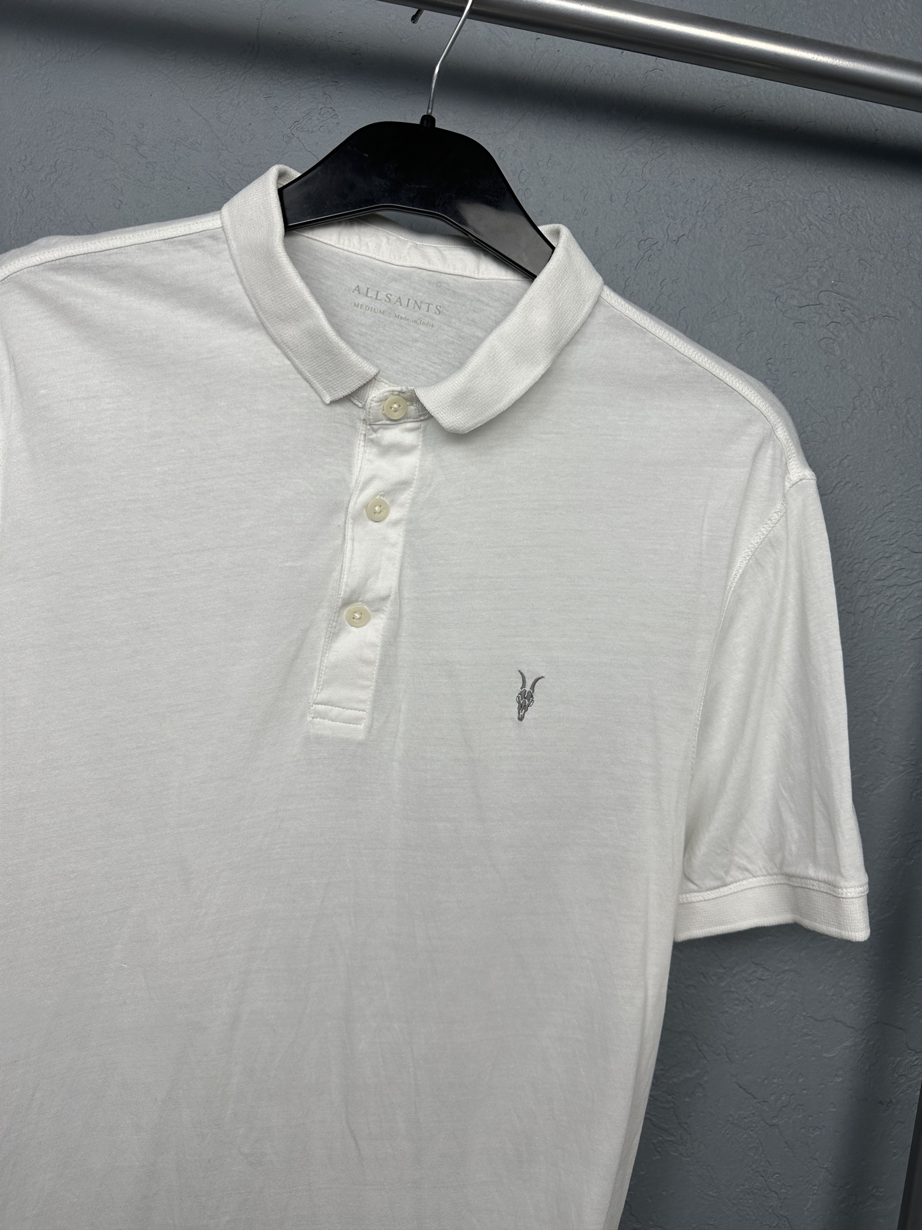 Allsaints Allsaints Vintage Mens Vidal White Polo Shirt Size US M / EU 48-50 / 2 - 2 Thumbnail