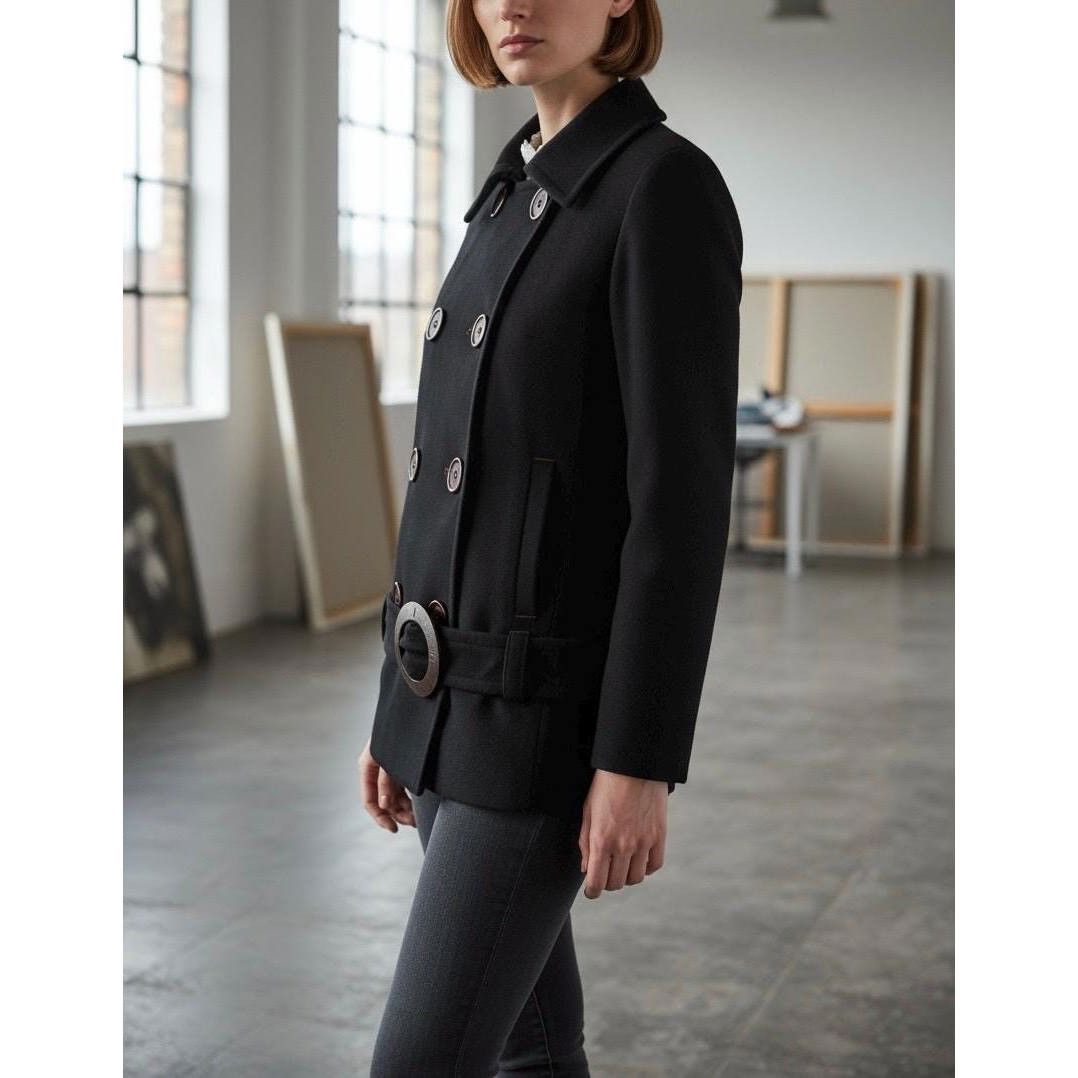 Cop Copine The Cop Copine Wool Big Button Belted Coat Size ONE SIZE - 2 Thumbnail