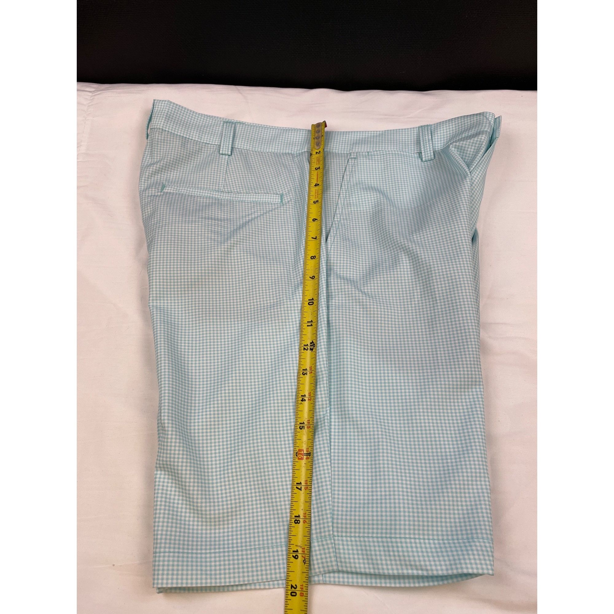 PGA Tour PGA Men Golf Aqua Blue/White Check Flat Front ShortSKU3621 Size US 34 / EU 50 - 6 Thumbnail