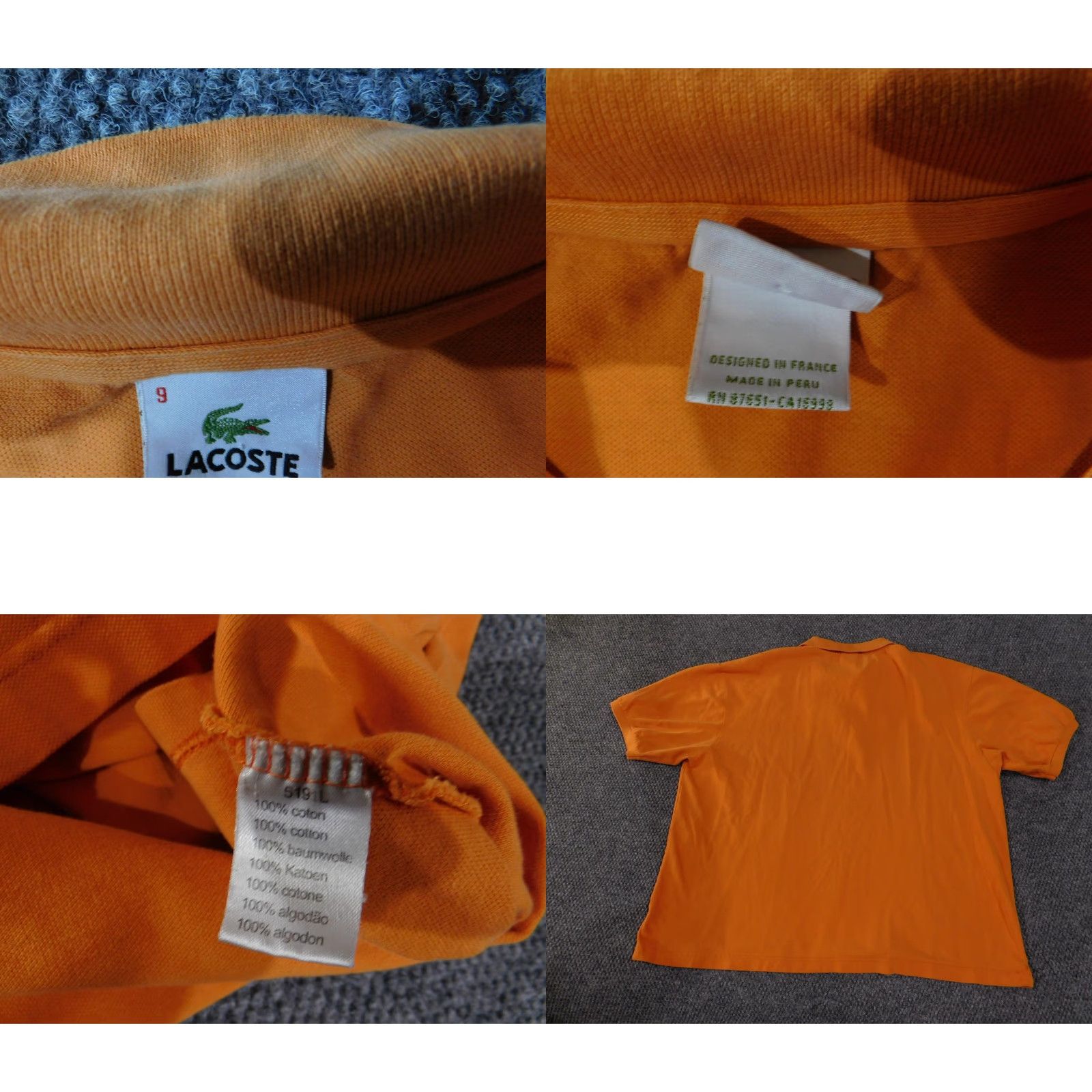 Lacoste Lacoste Polo Shirt Mens 4XL Orange Short Sleeve Pique Cotton Crocodile Logo Shirt Size US XXL / EU 58 / 5 - 8 Thumbnail