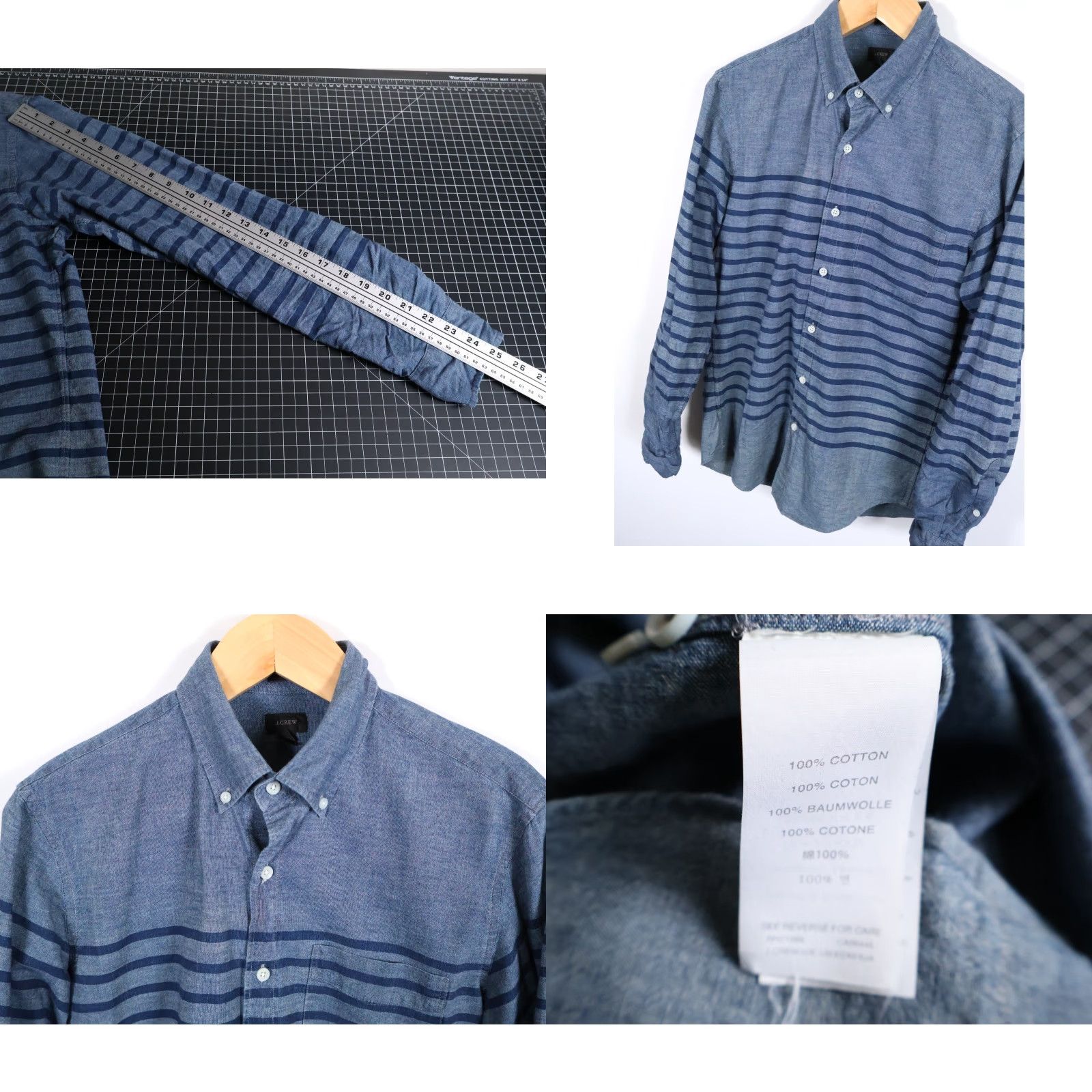 J.Crew VINTAGE J.CREW Chambray Shirt Men’s Medium Blue Striped Slim Fit Button-Down Collar Size US M / EU 48-50 / 2 - 8 Thumbnail