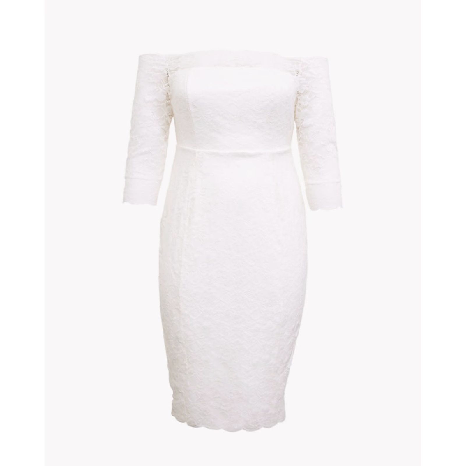 Torrid Torrid Ivory Lace Bodycon Dress-Size 22 Midi OFF Shoulder 3/4 Sleeve Formal Plus Women Size 3XL / US 20-22 - 5 Thumbnail