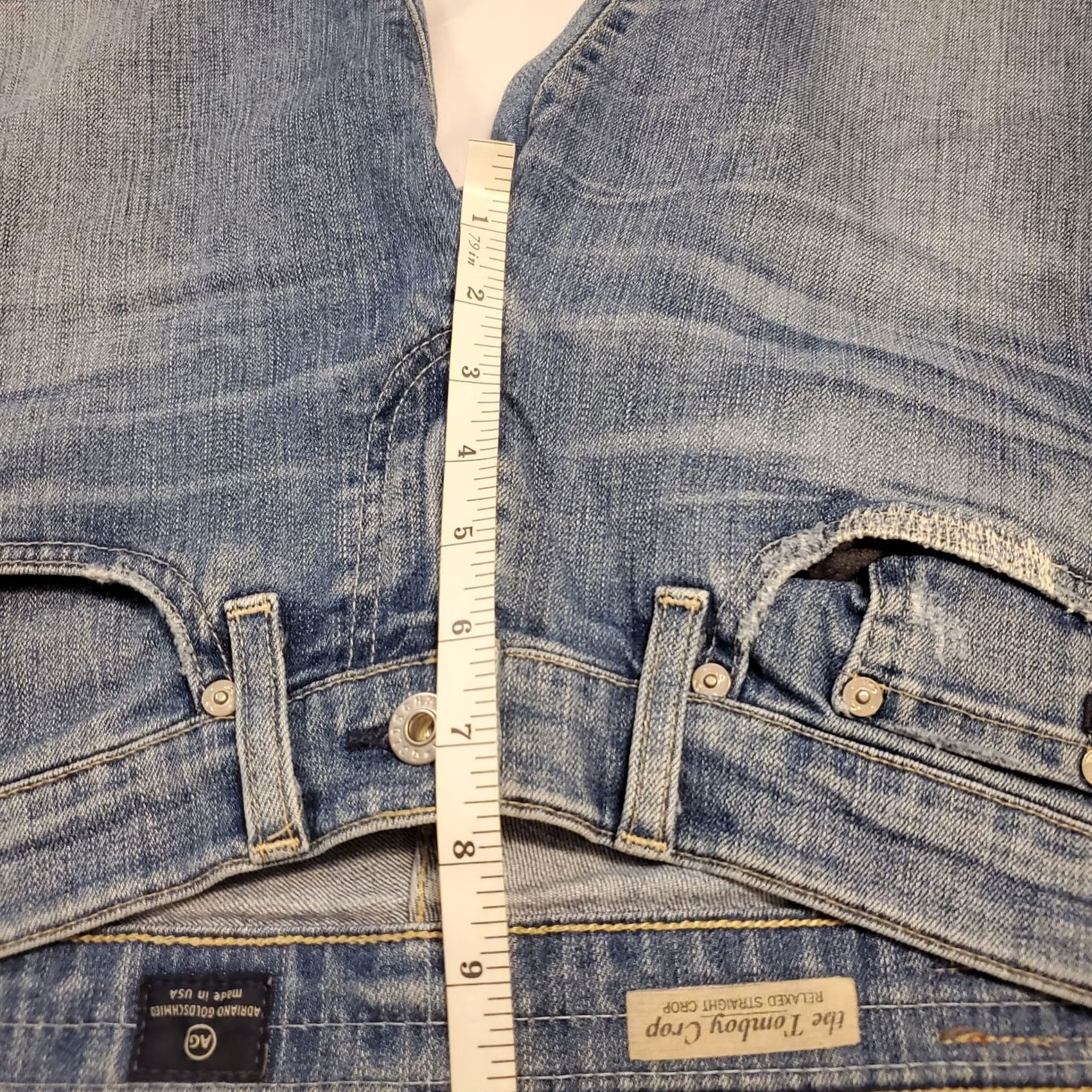 Vintage AG Adriano Goldschmied Jeans Womens 26 Blue Tomboy Crop Denim Relaxed USA Made Size 26" / US 2 / IT 38 - 5 Thumbnail