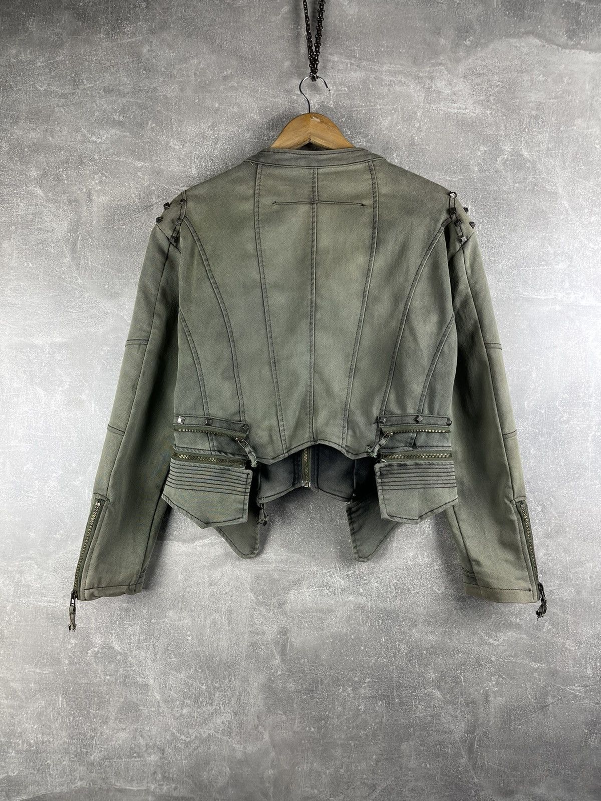 Other Y2K Avant Garde Faded Japanese Cropped Jacket Green Washed Size L / US 10 / IT 46 - 12 Thumbnail