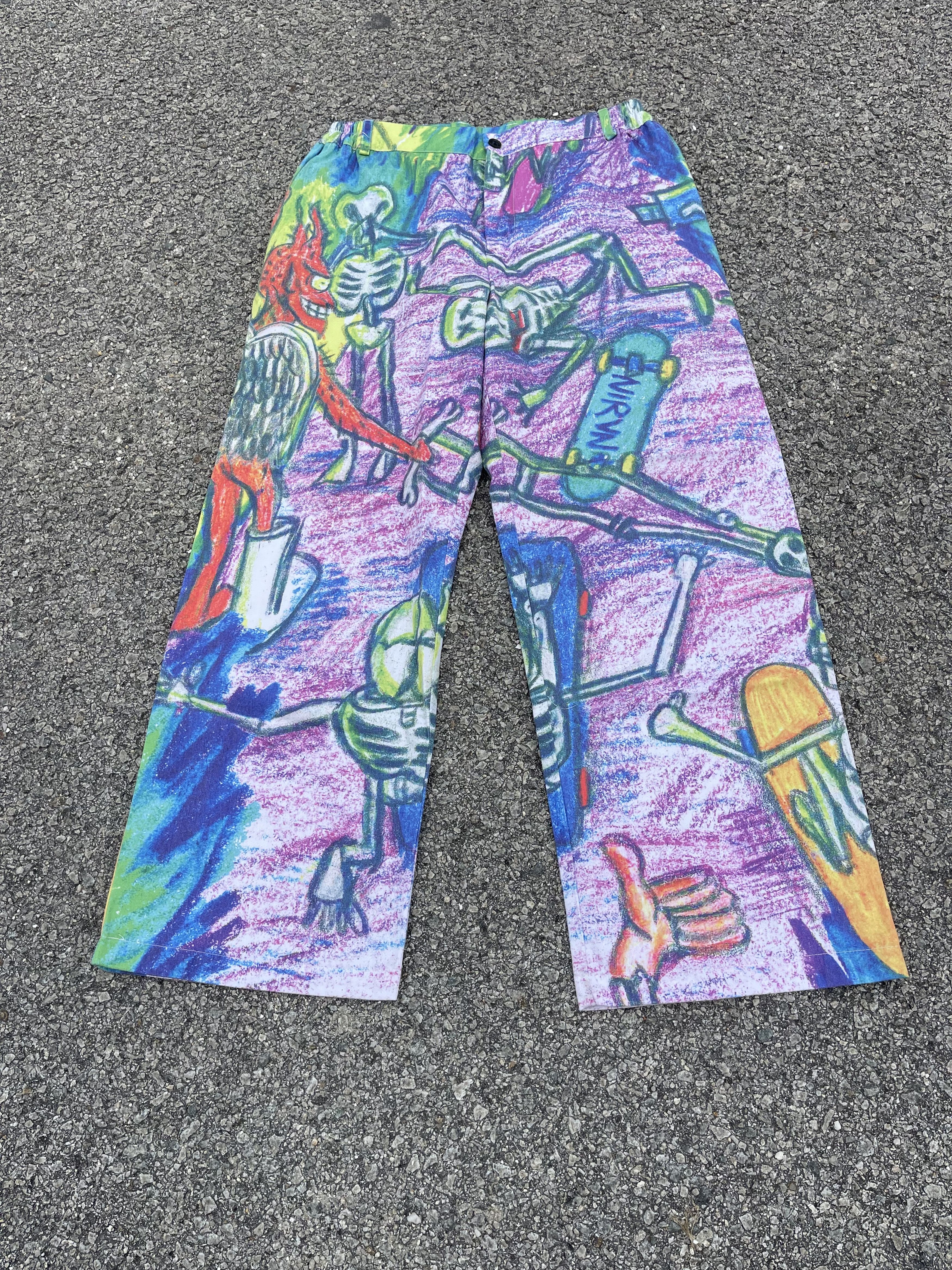 Nirvana “Skull Skater” Fullprint OVP Artwork Trouser Baggy Size US 30 / EU 46 - 2 Thumbnail