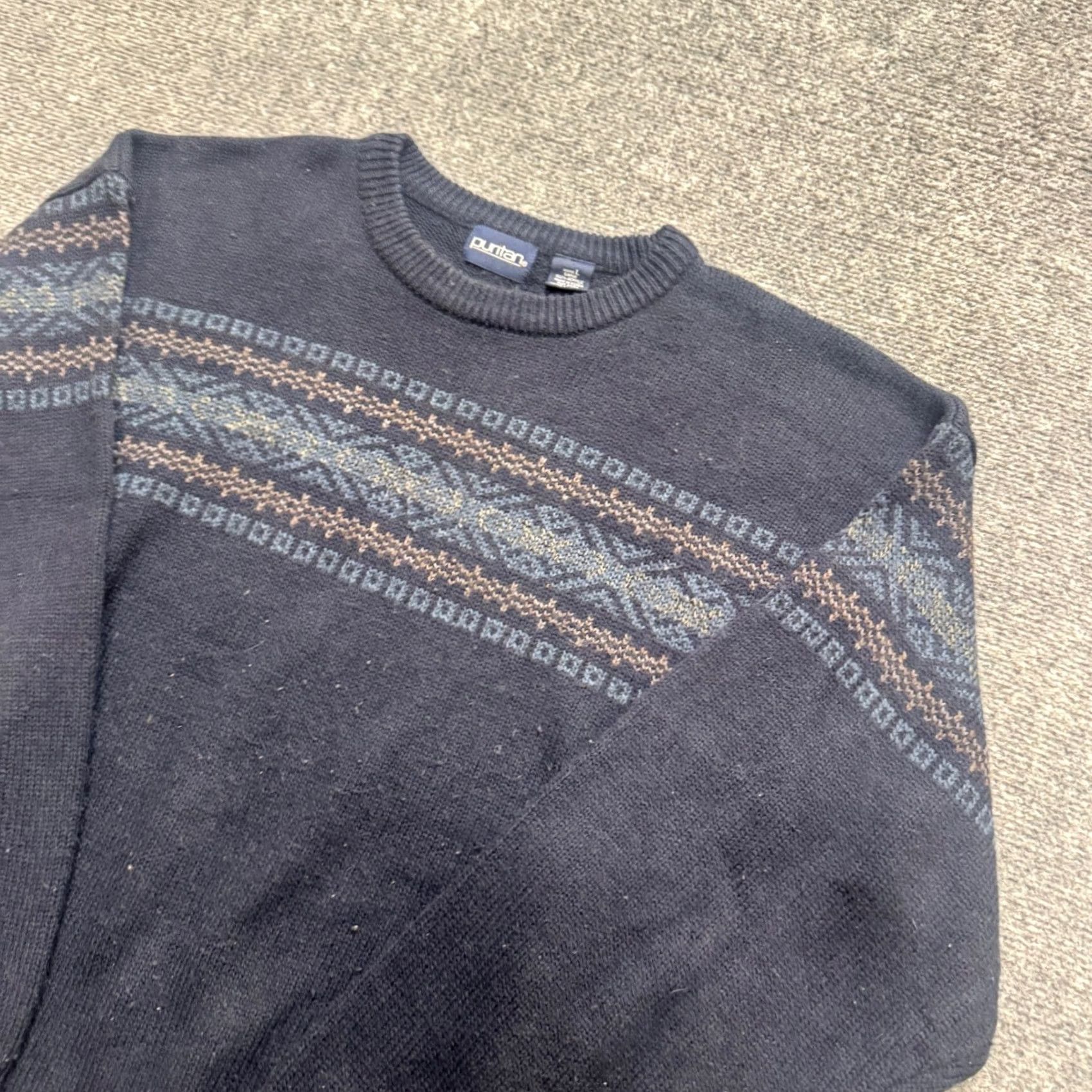 Vintage VTG Puritan Sweater Mens L Navy Blue Cotton Blend 90s Patterned Sweatshirt Knit Sweater Mens L Navy Blue VTG Puritan Patterned Cotton Blend 90s Size US L / EU 52-54 / 3 - 6 Thumbnail