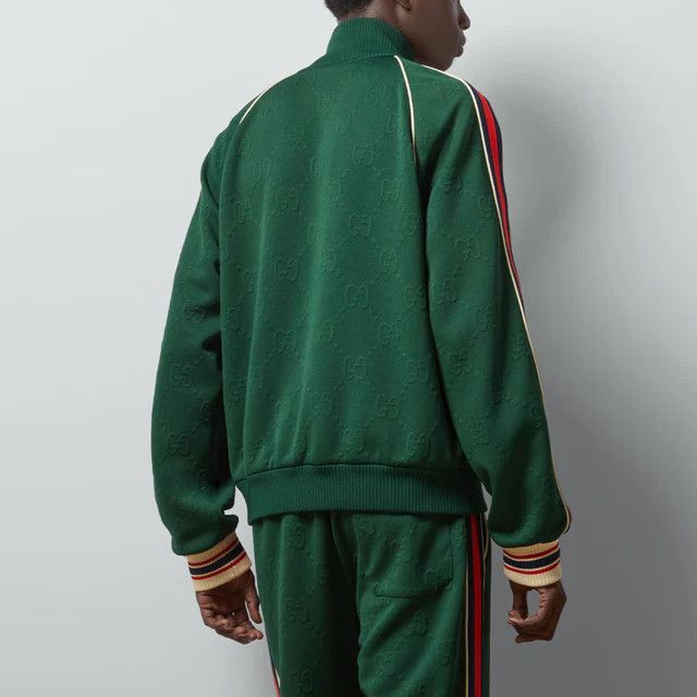 Gucci o1loc1c0126 662270 GG Jacquard Jersey Zip Jacket in Green Size US S / EU 44-46 / 1 - 3 Thumbnail