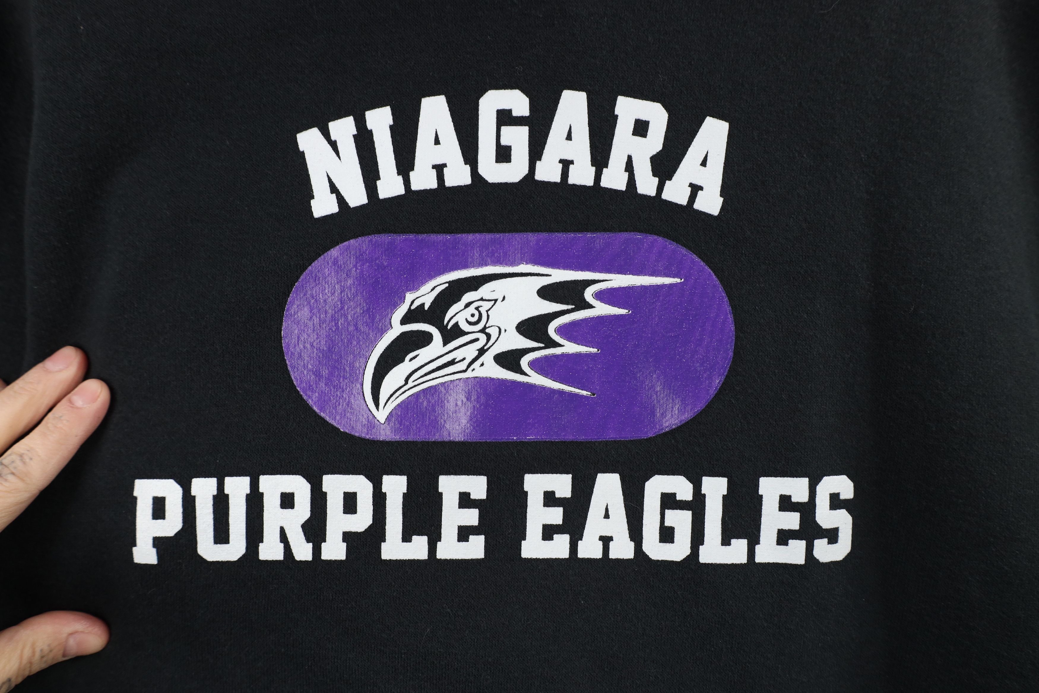 Nike × Vintage Vintage Nike Center Swoosh Niagara University Eagles Hoodie Size US M / EU 48-50 / 2 - 4 Thumbnail