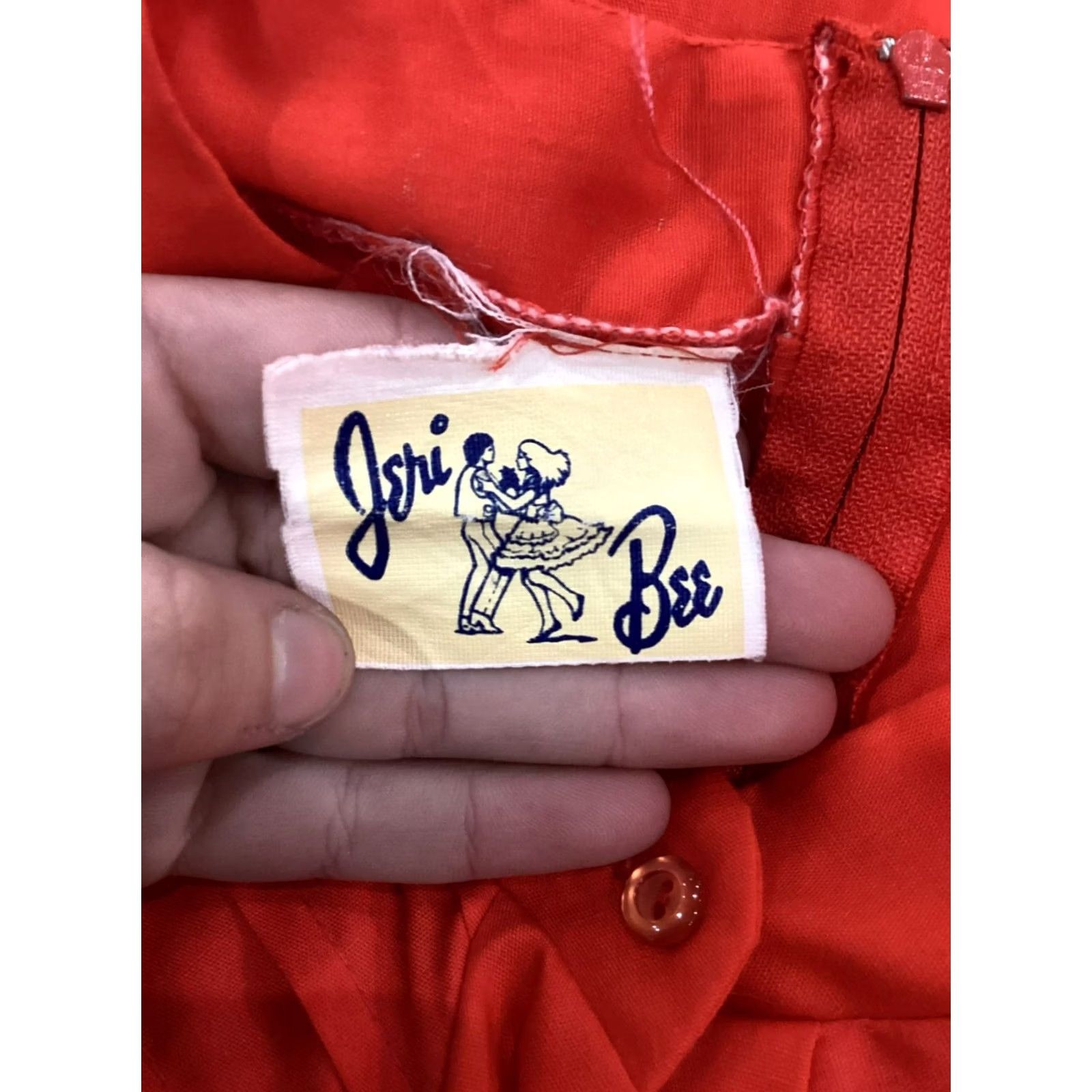 Vintage VINTAGE Jeri Bee Dress Womens 12 Red M/L Lace Zipper Closure Button Detail Party Like New Size M / US 6-8 / IT 42-44 - 4 Thumbnail