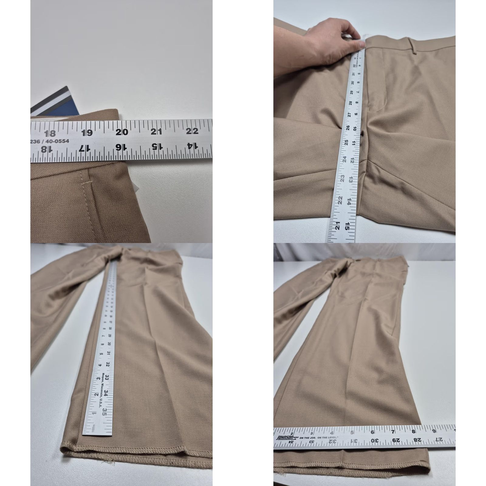Valentino Leonardo Valenti Dress Pants Mens 40x36 Beige Wool Flat Front NWT Unhemmed Slim Straight Pockets Blocky Vintage: No Size US 40 / EU 56 - 8 Thumbnail