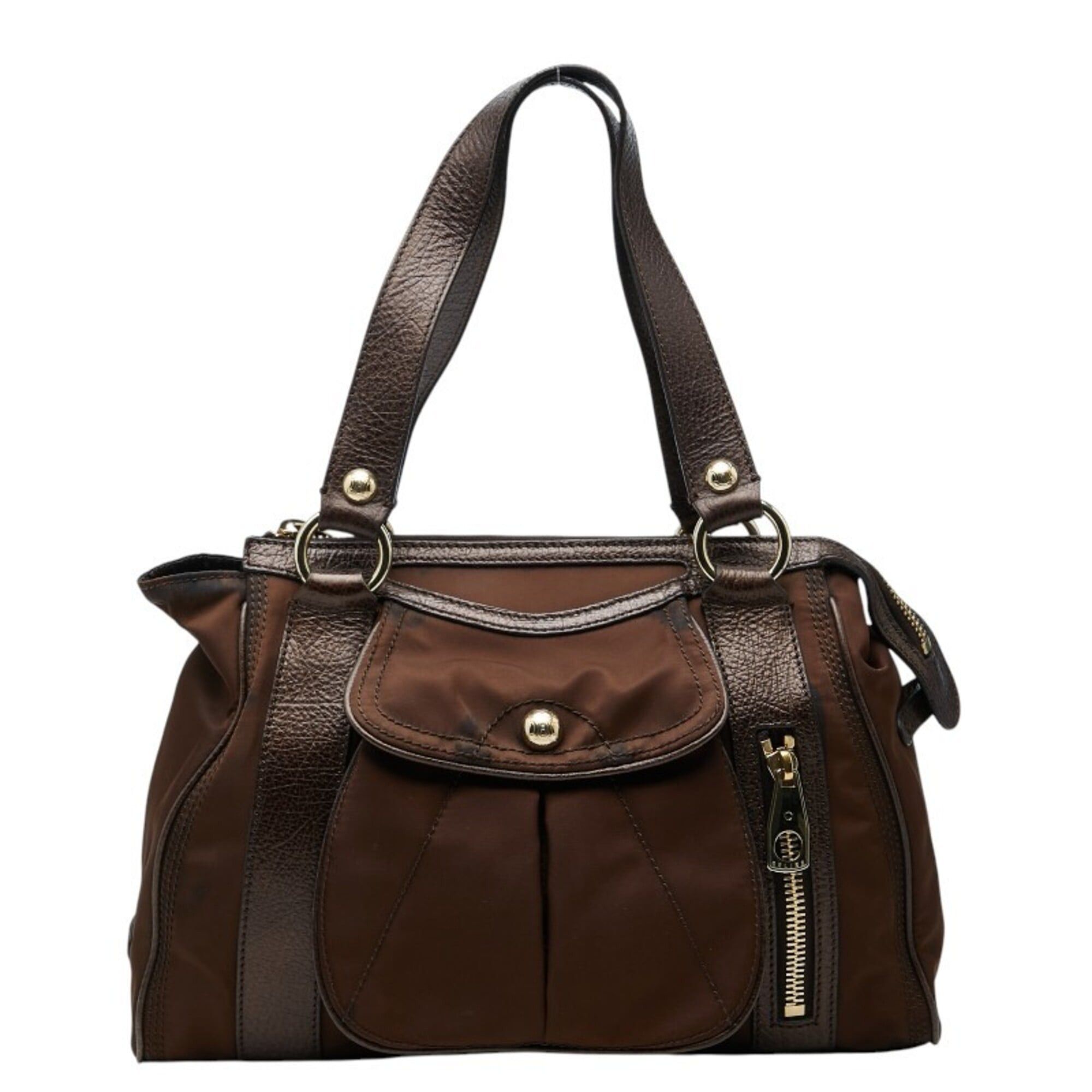 Celine Celine Anagram Handbag, Brown Nylon Leather, Women's CELINE Size ONE SIZE - 1 Thumbnail