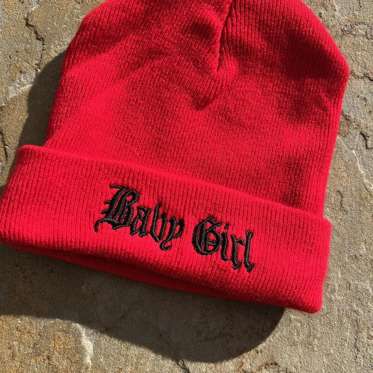 Other Baby Girl Embroidered Red Cuff Beanie Size ONE SIZE - 2 Thumbnail