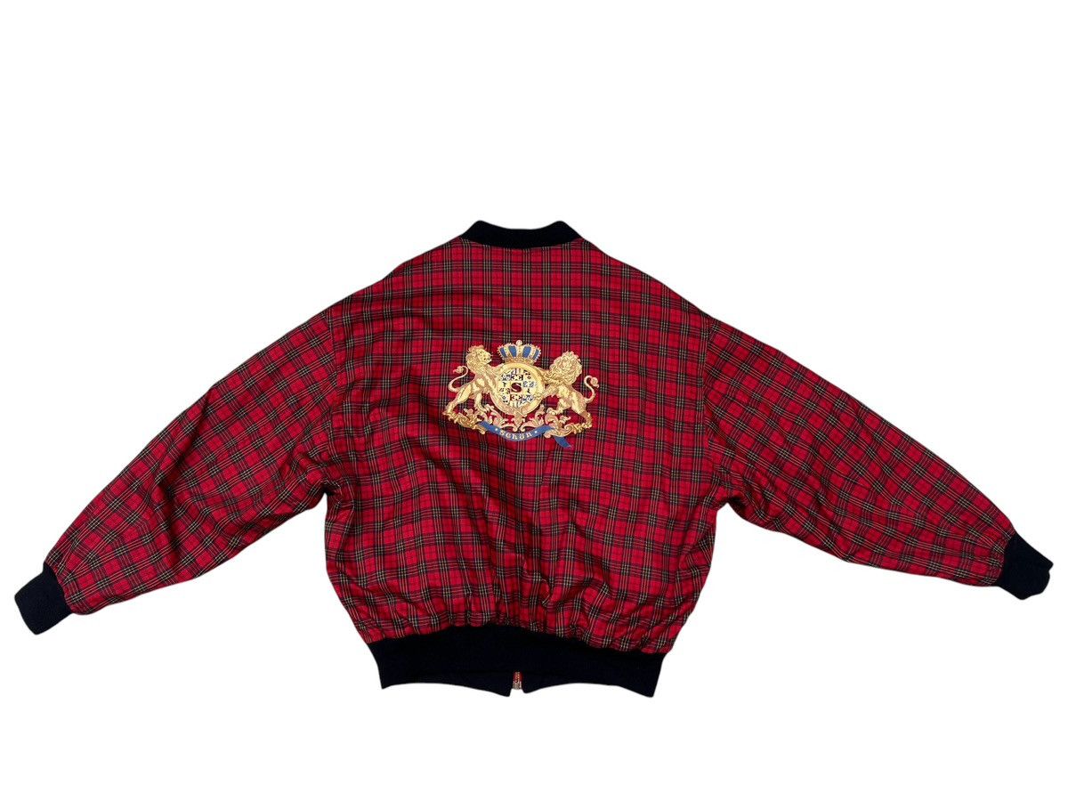 Vintage 80s 90s Mila Schon Red Tartan Bomber Jacket