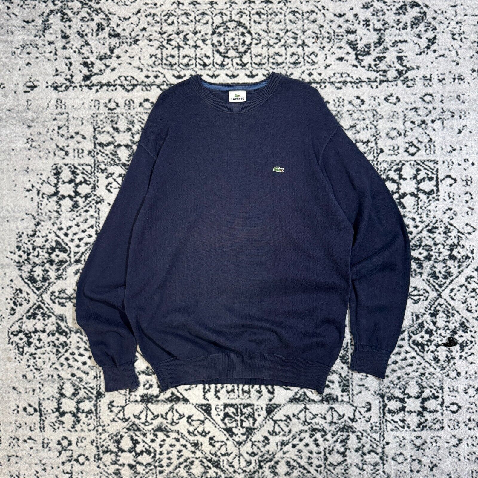 Lacoste × Vintage Vintage Lacoste Unisex Navy Blue Cotton Sweater Size L Size US L / EU 52-54 / 3 - 1 Thumbnail