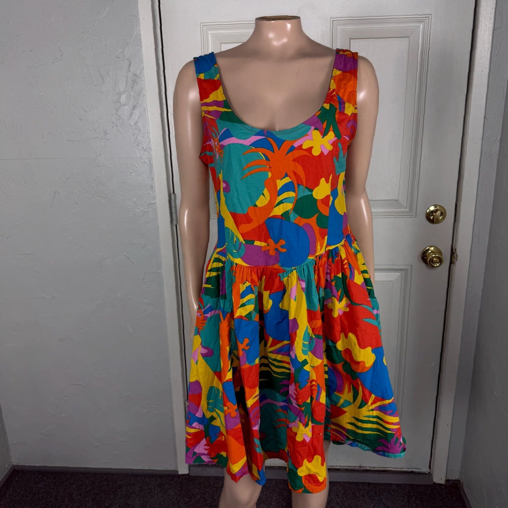Nooworks Women's Dress M Stretch Floral Cotton Tropico Tropical Pockets V5