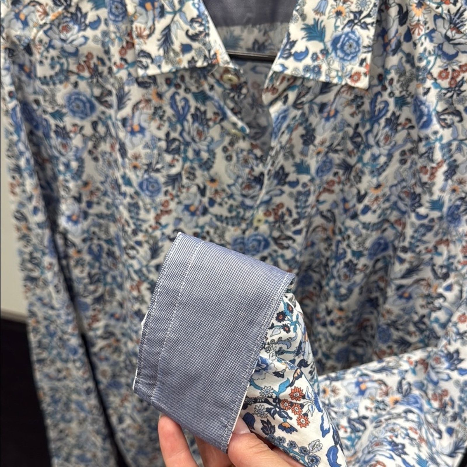 Other NWT Van Laack Mens Blue White Floral Shirt Size 15.5 40 Size US M / EU 48-50 / 2 - 4 Thumbnail
