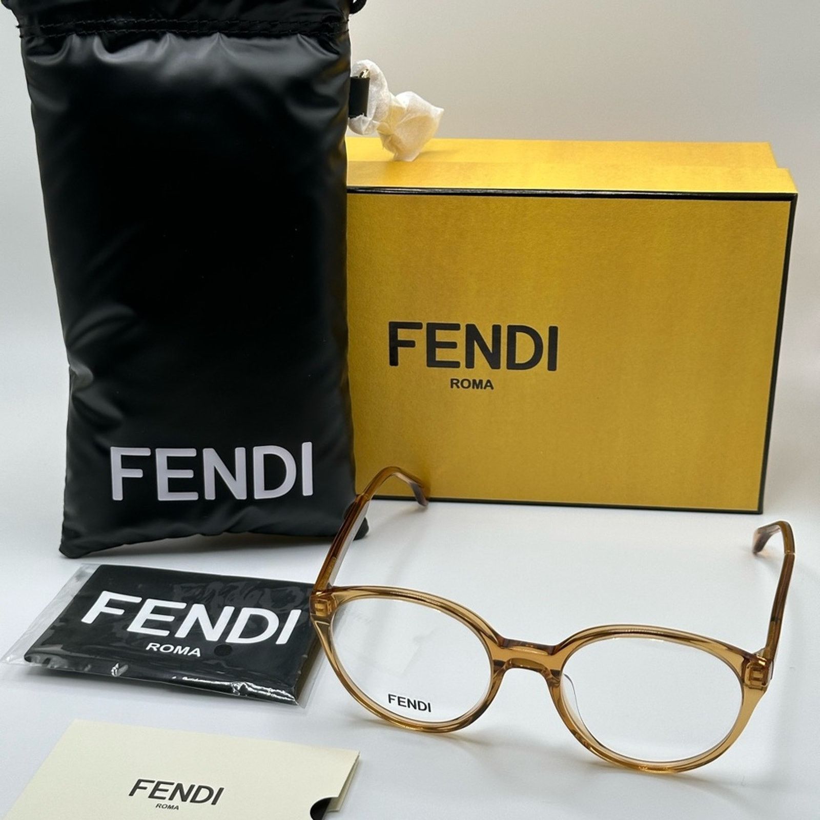 Fendi NEW FENDI FE50015I 057 Transparent Cognac Unisex Eyeglasses Size ONE SIZE - 10 Thumbnail