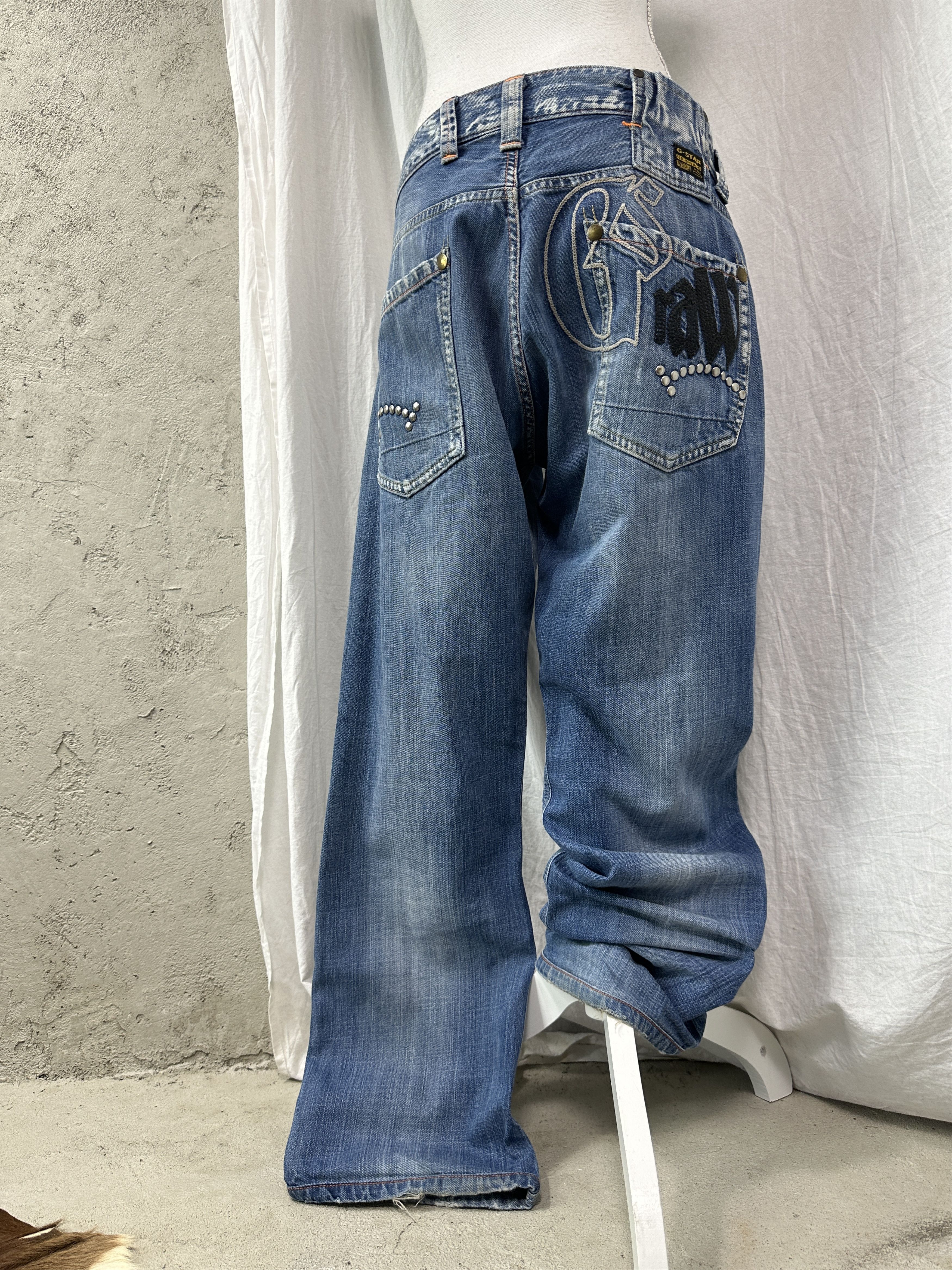 Vintage Vintage Denim Streetwear Studded Baggy G-Star Jeans Y2K Size US 32 / EU 48 - 1 Thumbnail