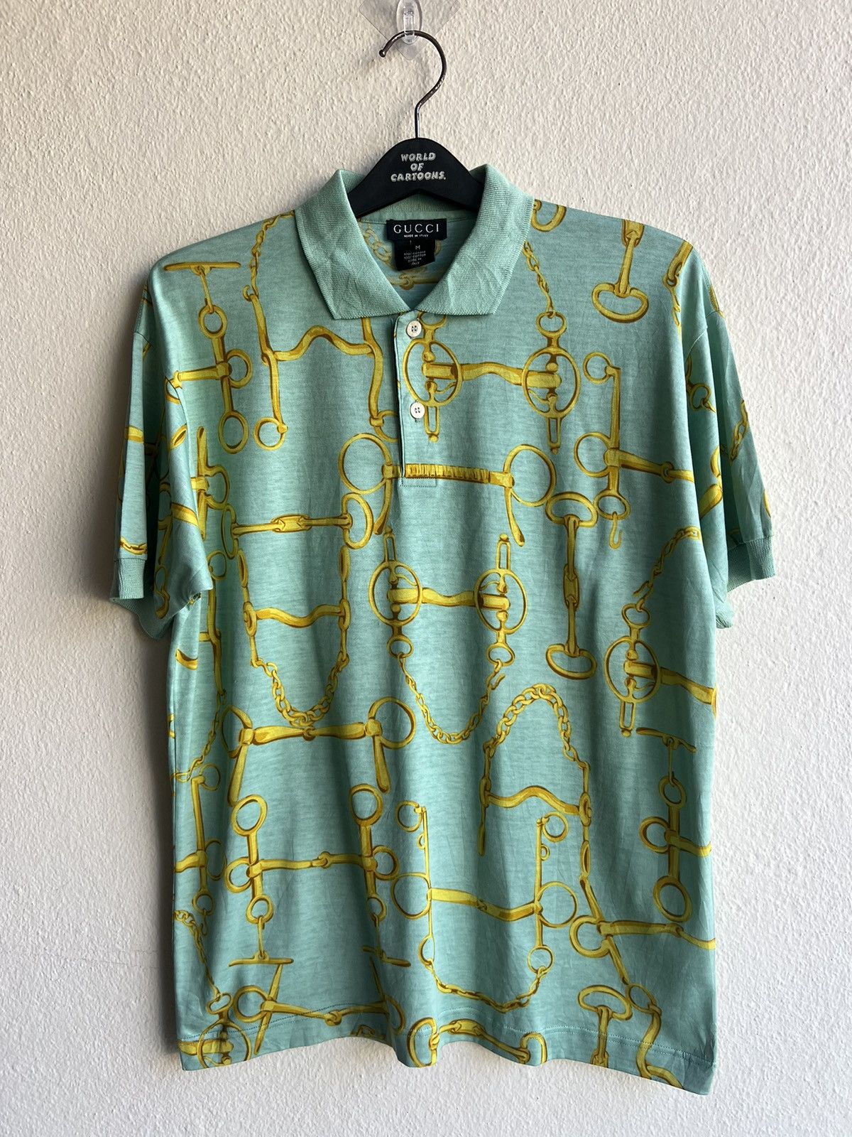 Gucci 00s GUCCI Tom Ford Made in Italy Gold Chain Link Polo Shirt Size US M / EU 48-50 / 2 - 1 Thumbnail