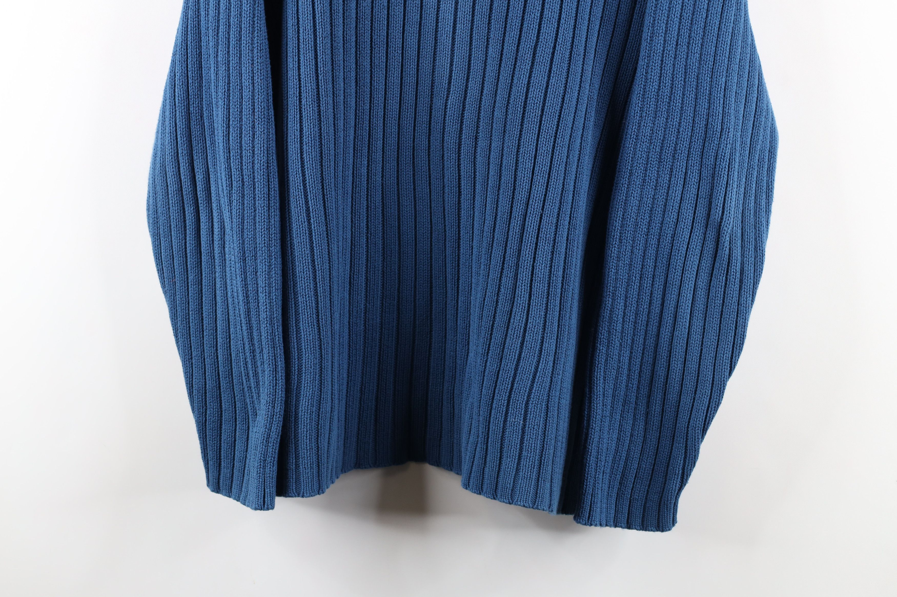 Vintage Vintage 90s Streetwear Ribbed Knit Crewneck Sweater Blue Size US L / EU 52-54 / 3 - 3 Thumbnail
