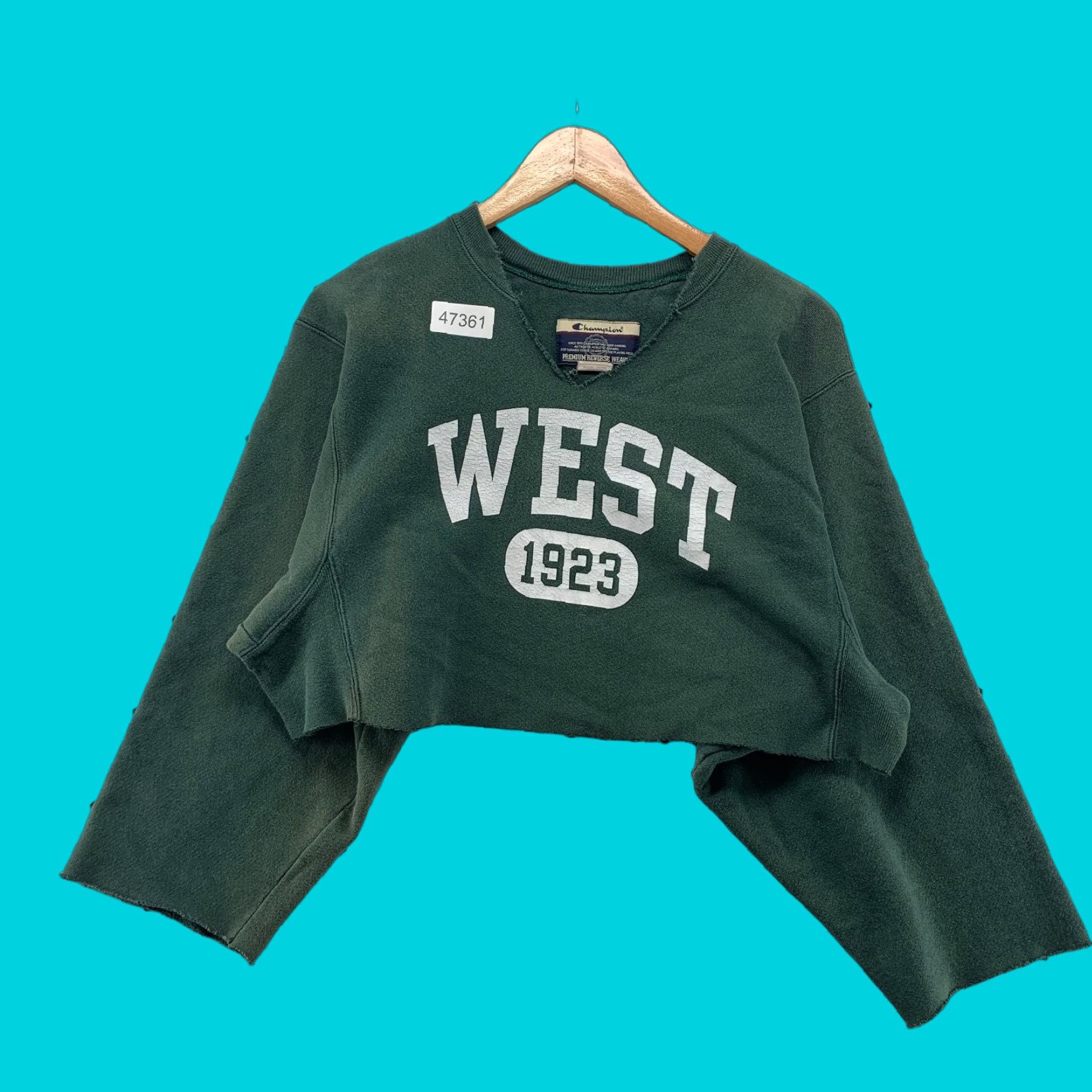 Champion VINTAGE Champion Reverse Weave Sweatshirt Small Green West 1923 Cropped Chopped Mens Sweatshirt Green 1920s Size US S / EU 44-46 / 1 - 1 Thumbnail