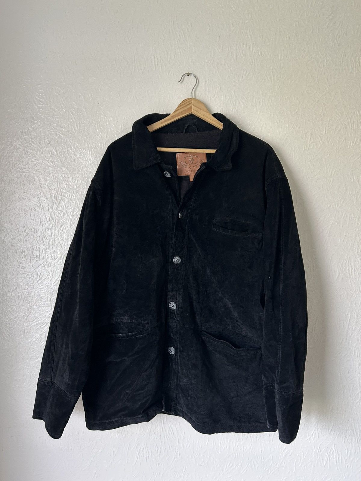 Other Ciro Citterio Vintage Retro Black Suede Leather Jacket Size US L / EU 52-54 / 3 - 1 Thumbnail