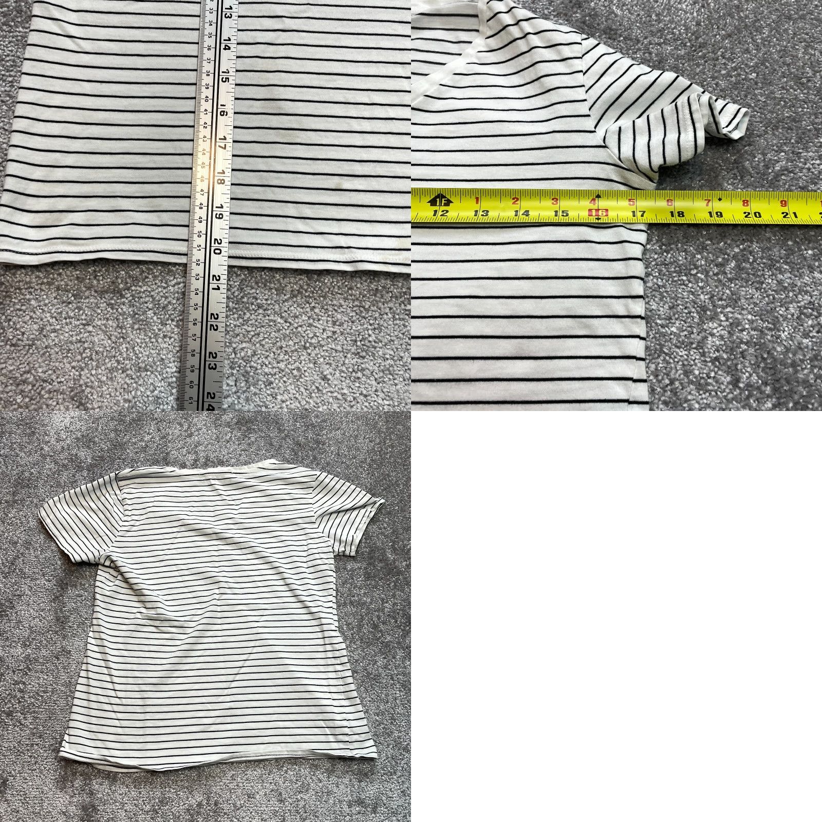 Vintage Workshop Shirt Womens Small White Blue Striped V Neck Short Sleeve Supima Cotton Size S / US 4 / IT 40 - 8 Thumbnail