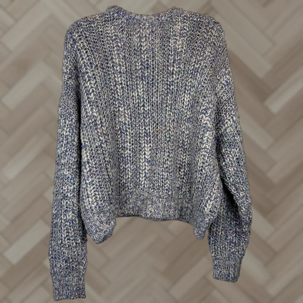 Pistola Sweater Womens M Crew Neck Blue Oversized Knit Pullover Wool Alpaca Acrylic Open-Knit Casual Womens M