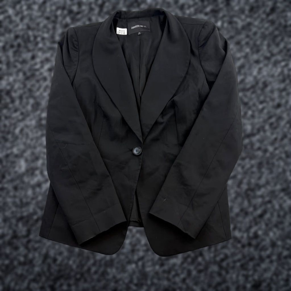 Vintage Lafayette 148 New York Blazer Jacket Womens 10 Black Shawl Collar One-Button Size L / US 10 / IT 46 - 1 Thumbnail