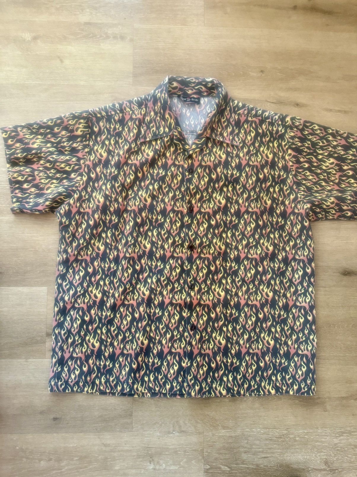 Other Vintage Flaming Pattern Canvas Guy Fieri Style Button Up Size US XXL / EU 58 / 5 - 13 Thumbnail