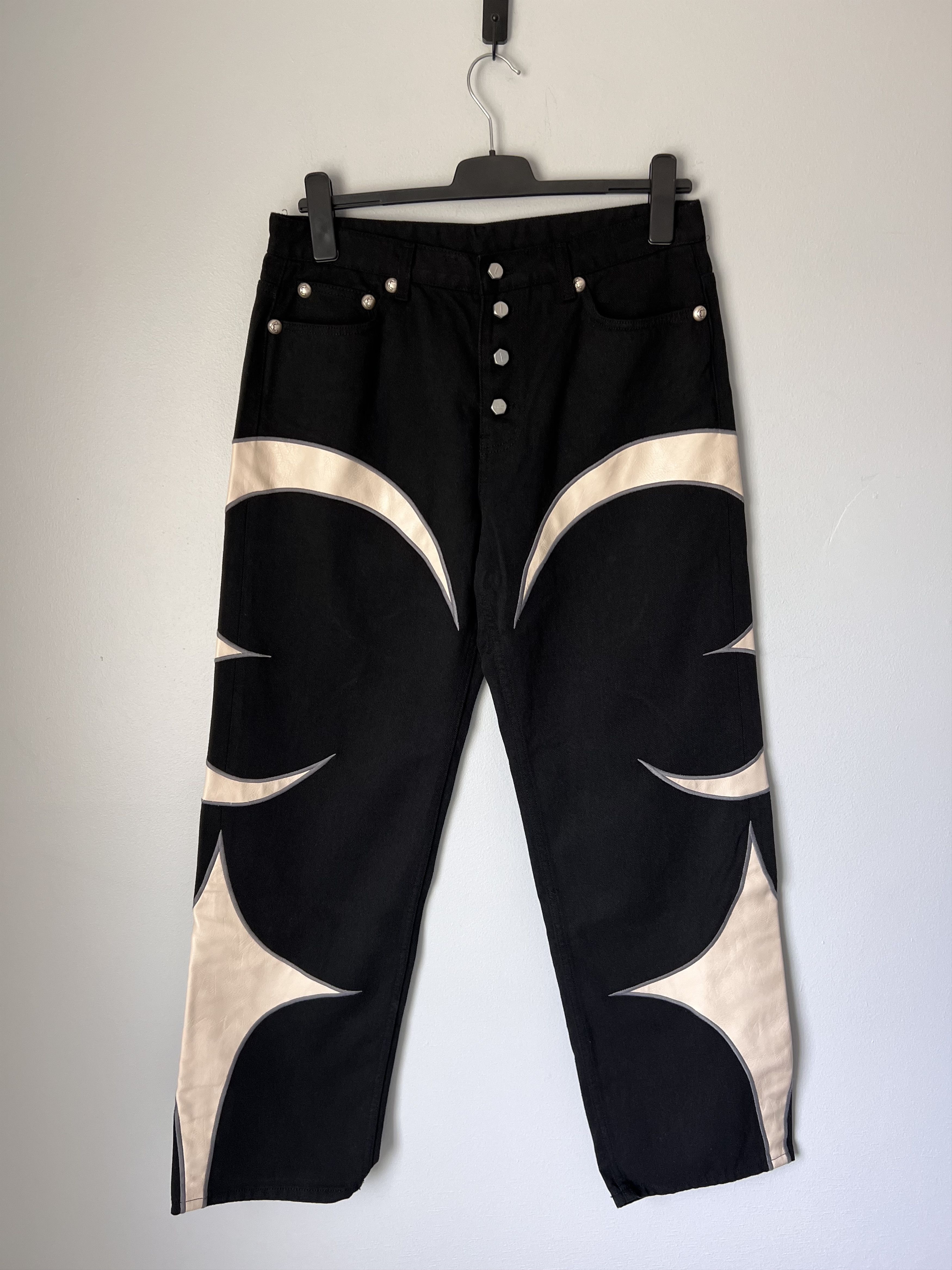 Thug Club Leather Washing Denim Jeans in Black