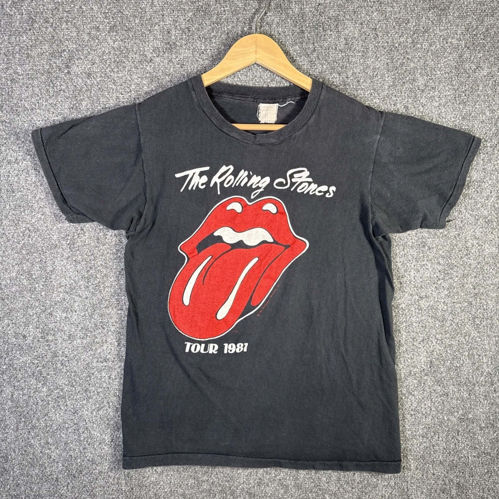 Vintage The Rolling Stones Shirt Adult Small Black 80s 1981